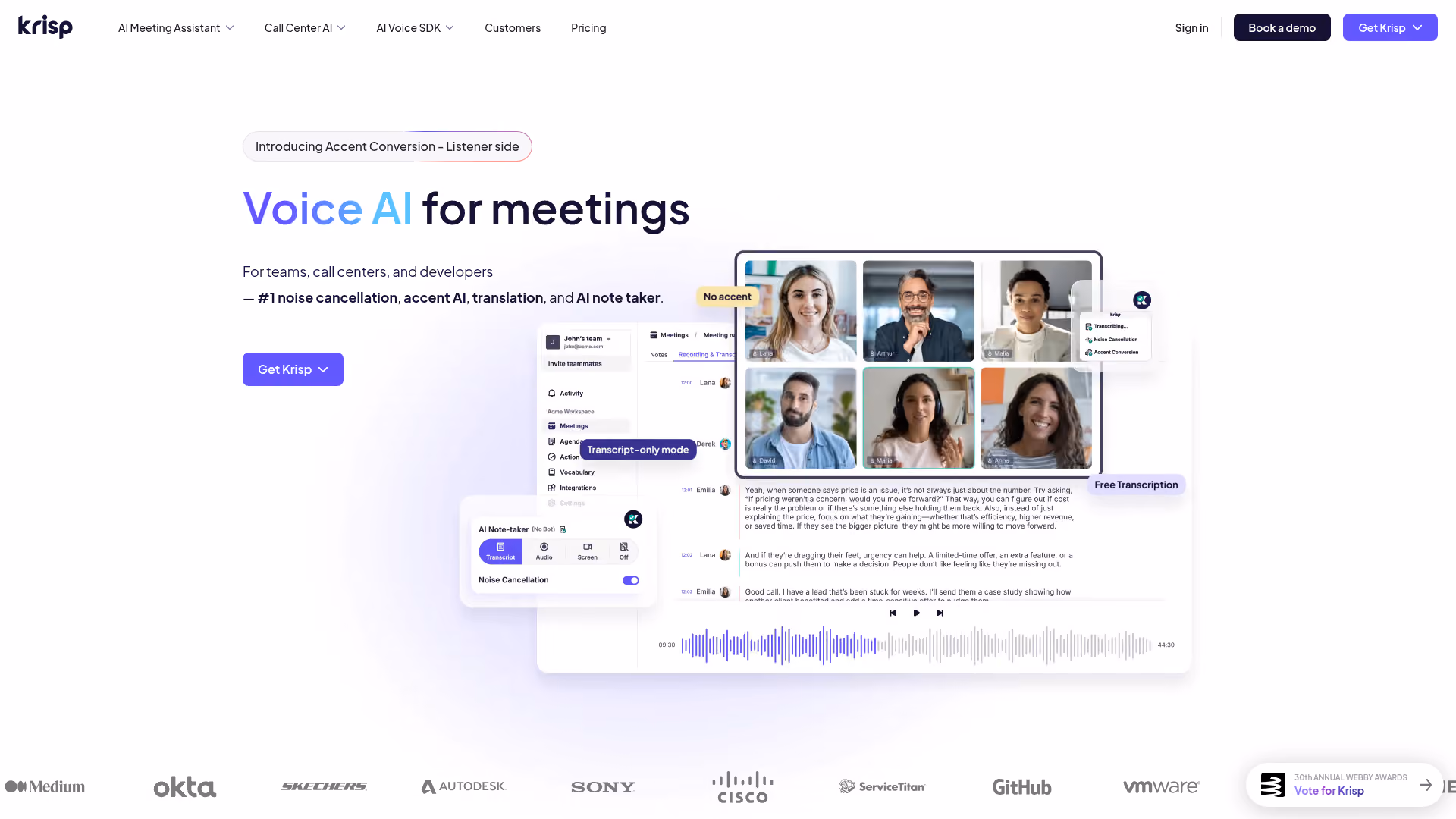 Krisp homepage
