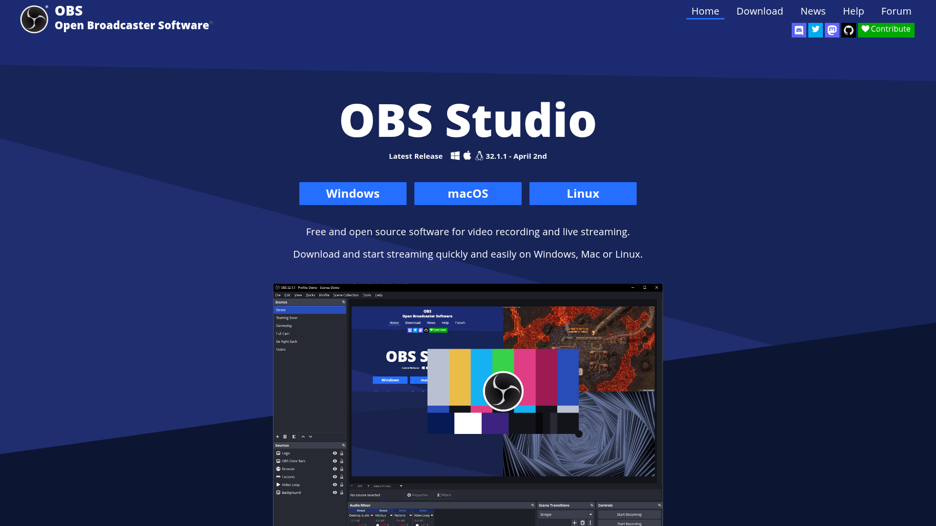 OBS Studio homepage