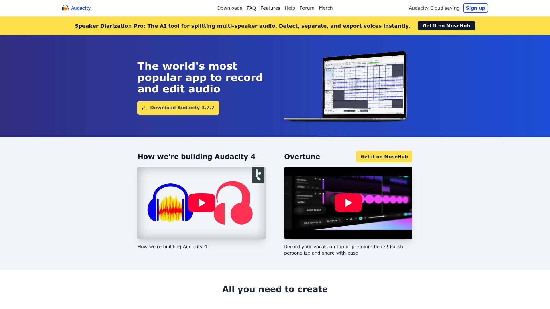 Audacity homepage