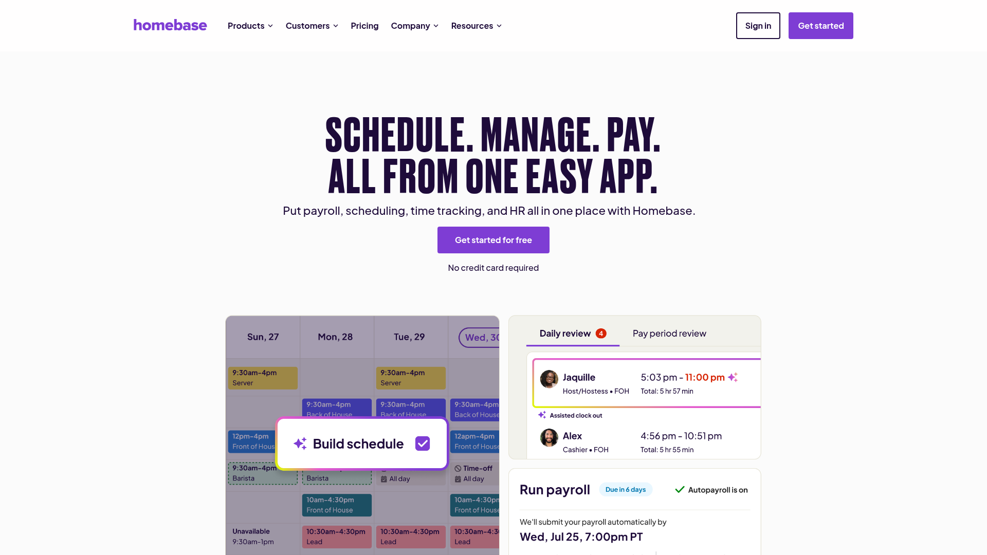 Homebase homepage