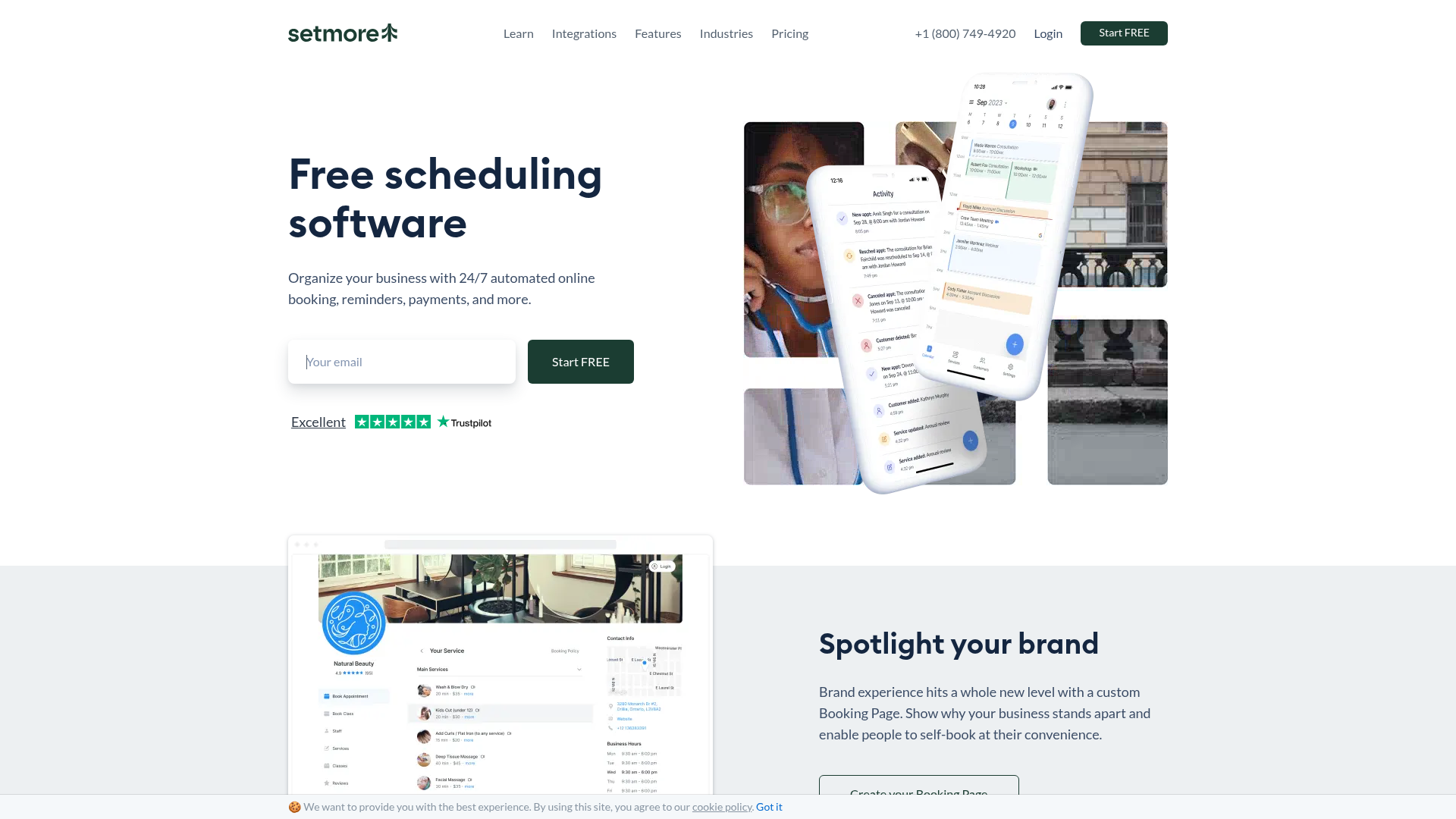 Setmore homepage