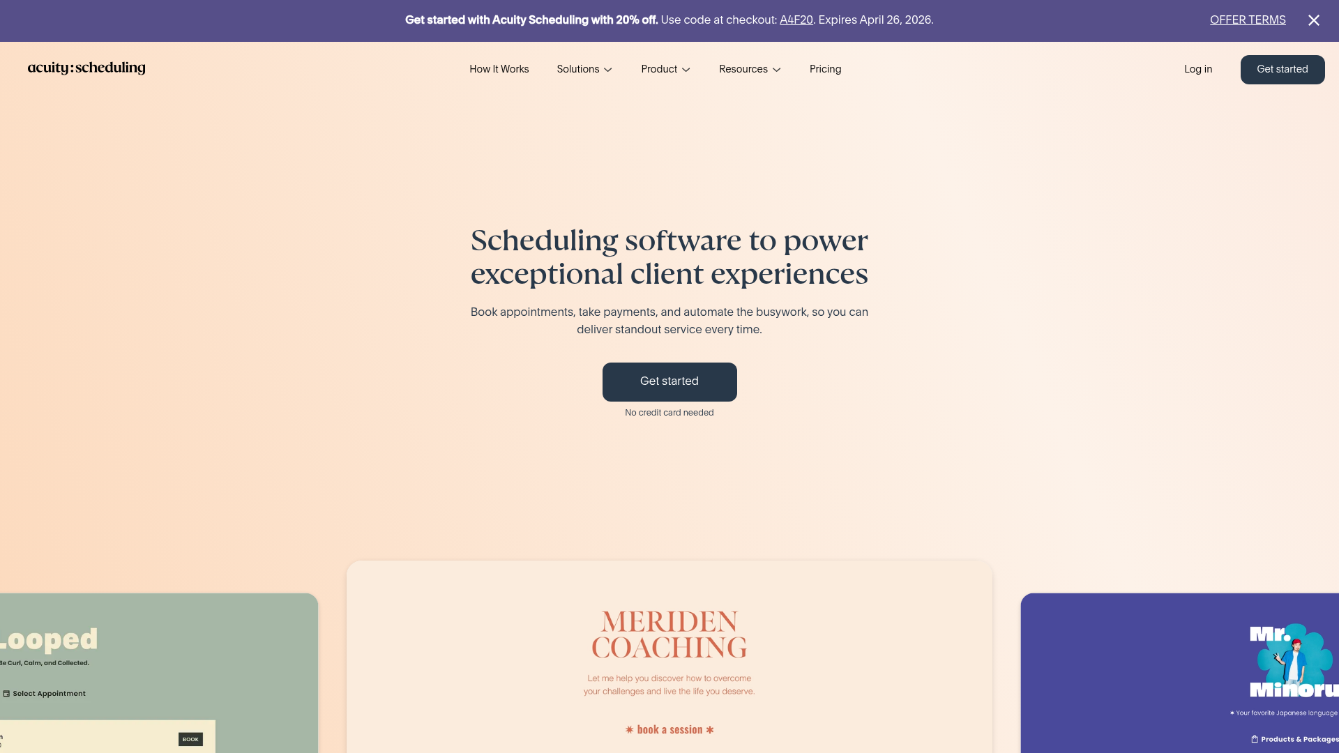 Acuity Scheduling homepage