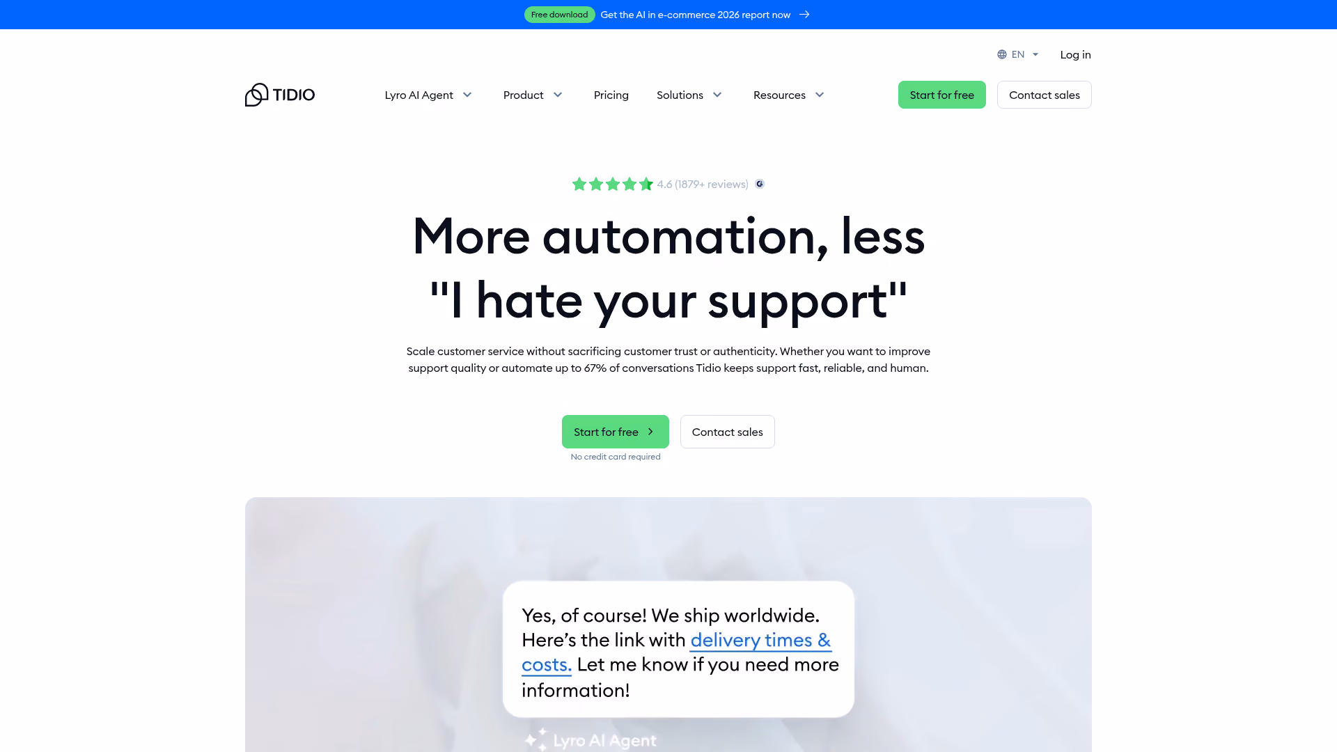 Tidio homepage