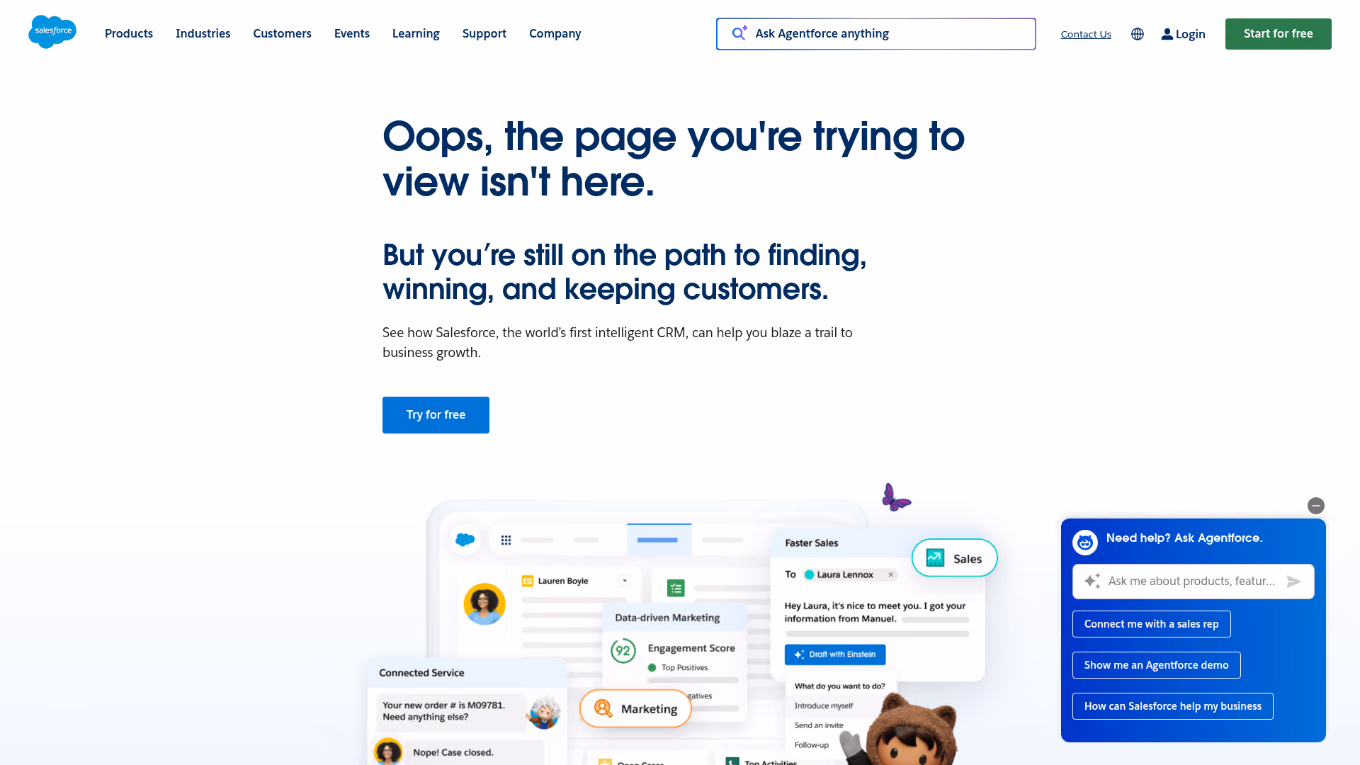 Salesforce Service Cloud homepage