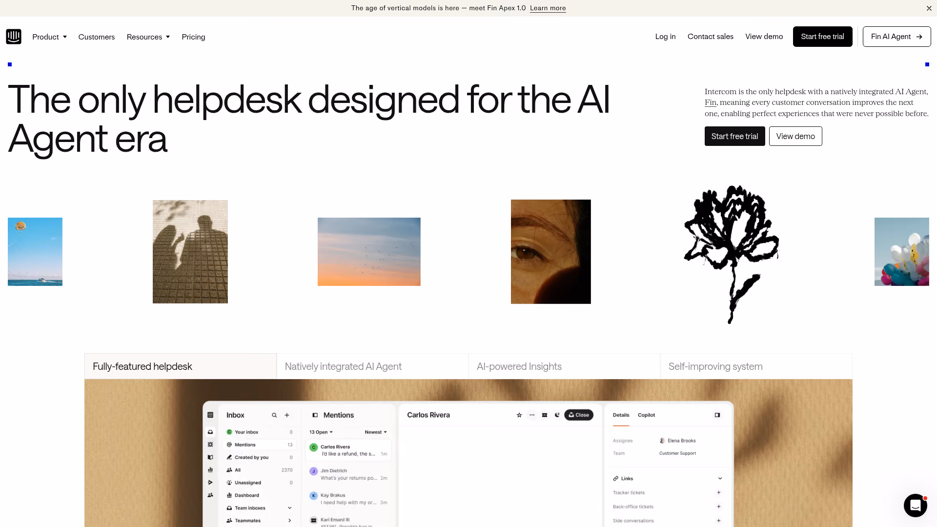 Intercom homepage