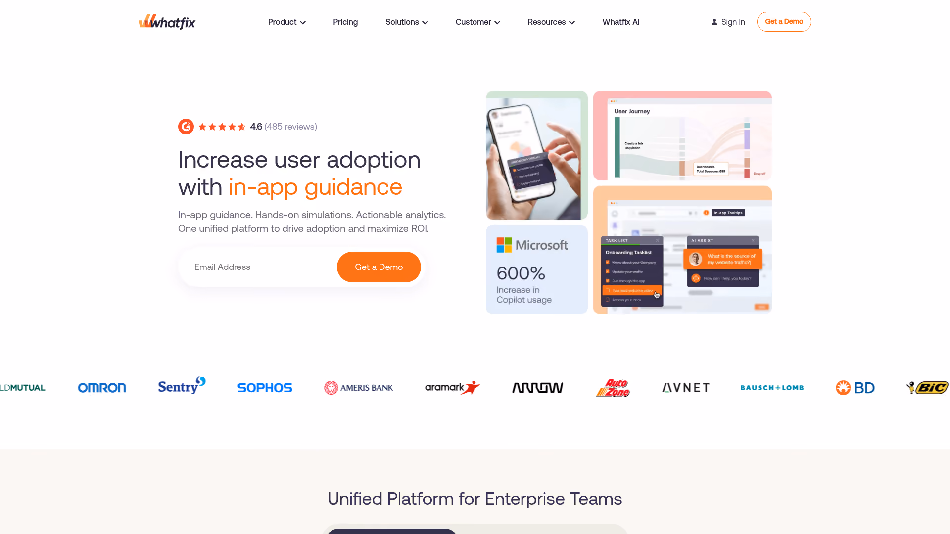 Whatfix homepage