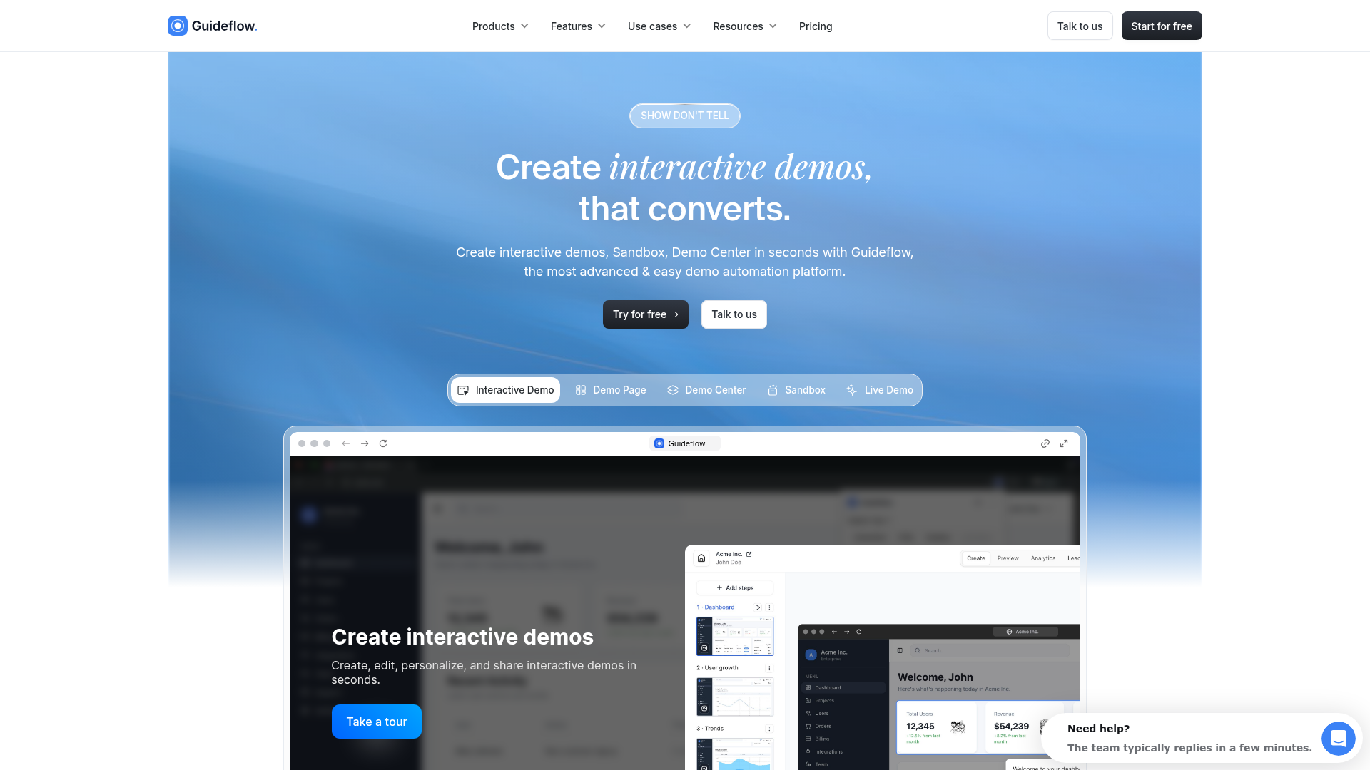 Guideflow homepage screenshot