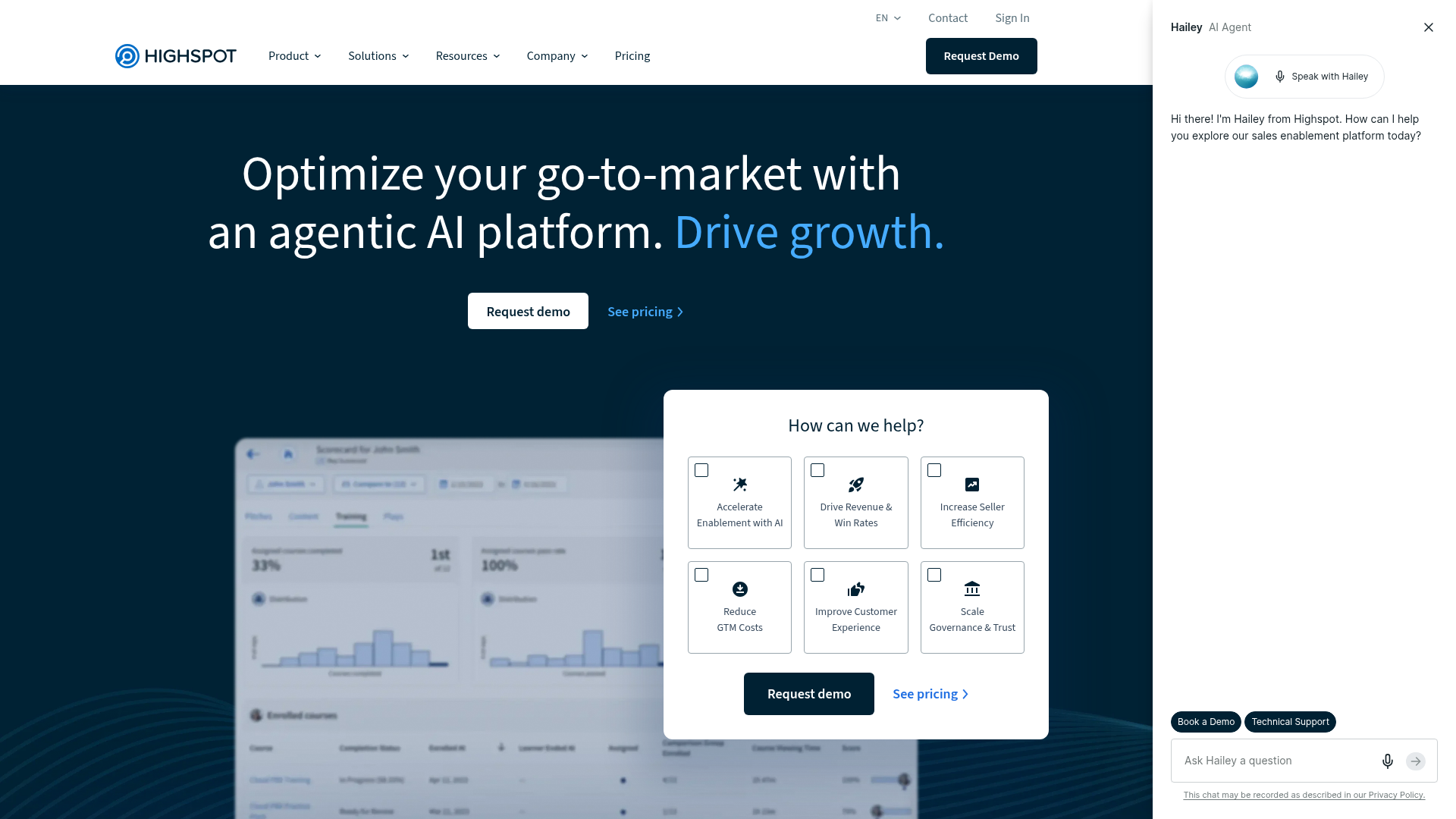Highspot homepage screenshot