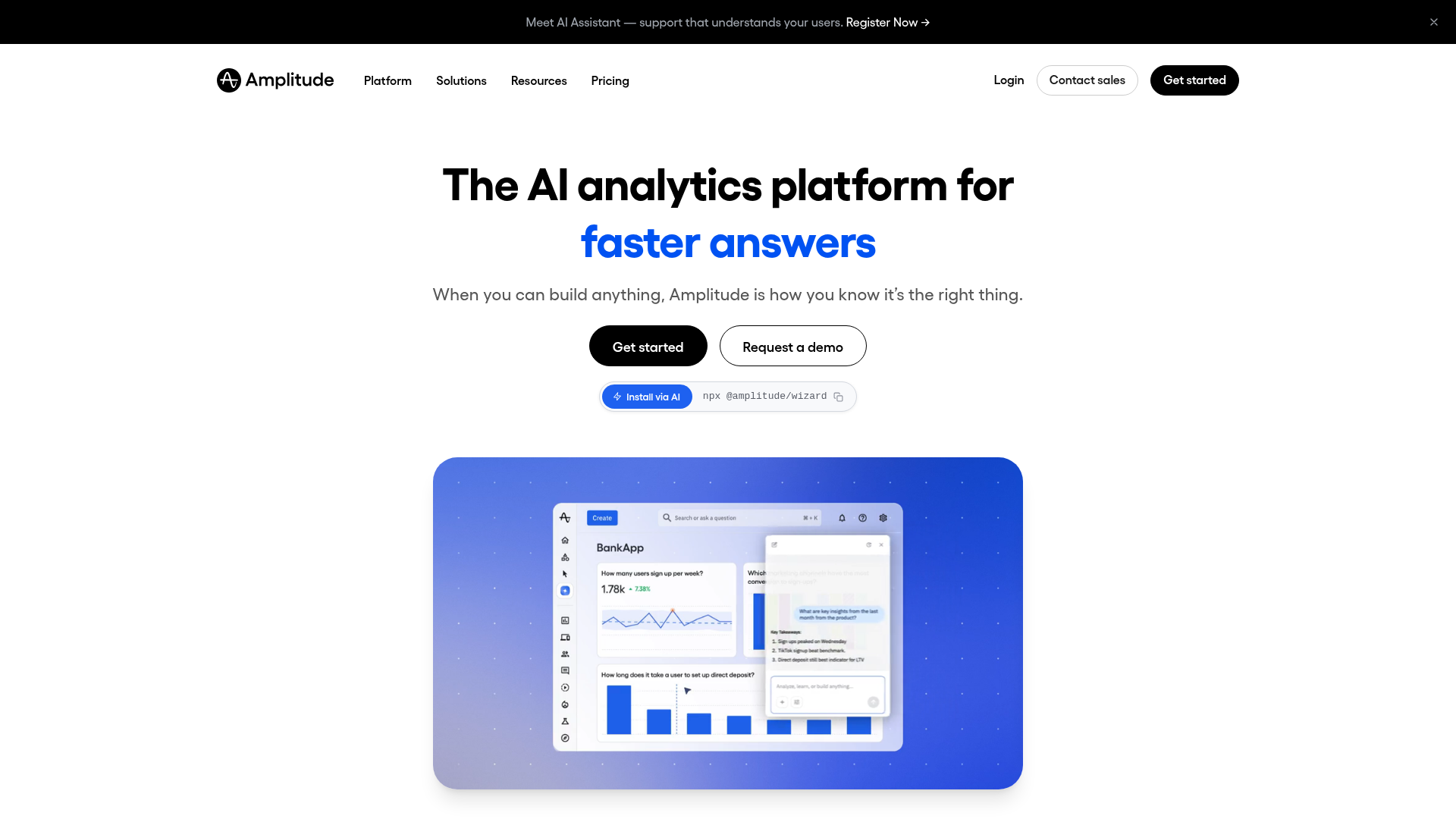 Amplitude homepage screenshot