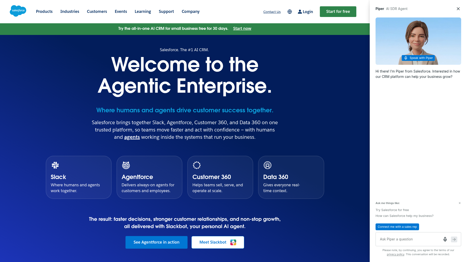Salesforce homepage screenshot