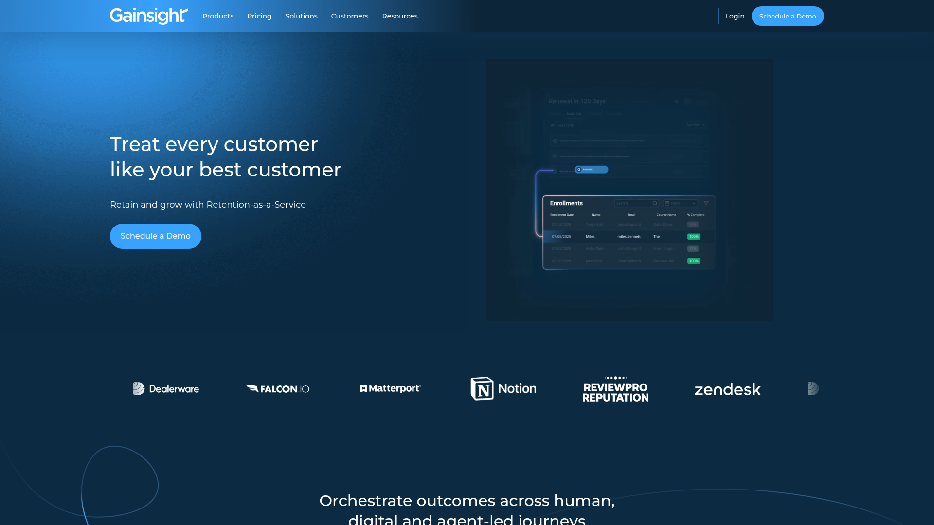 Gainsight homepage screenshot