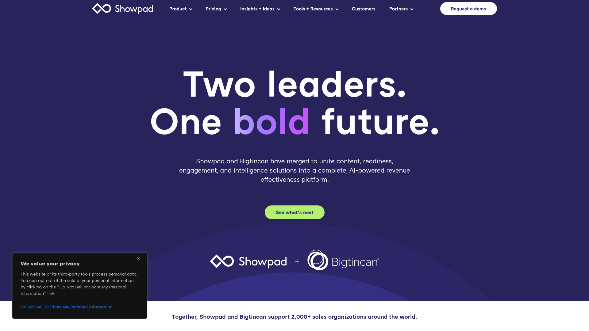 Showpad homepage
