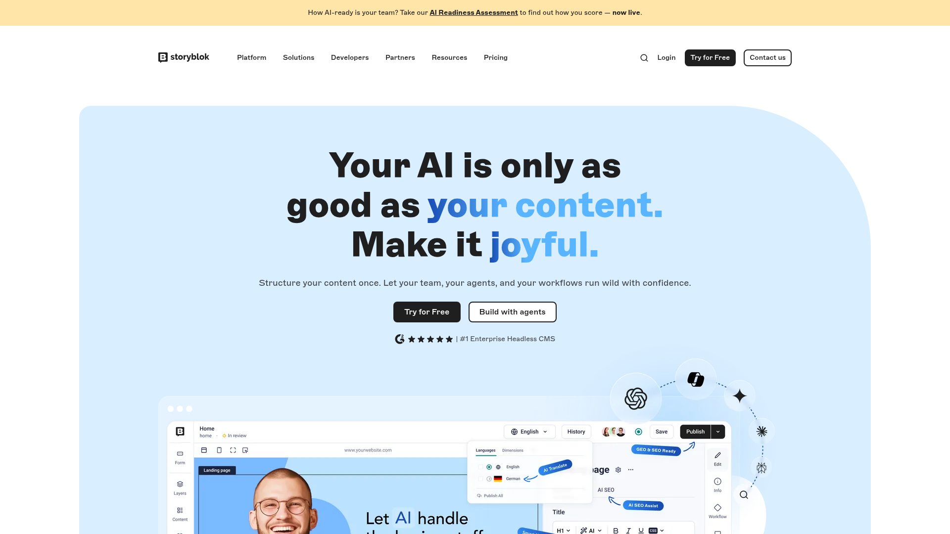 Storyblok homepage
