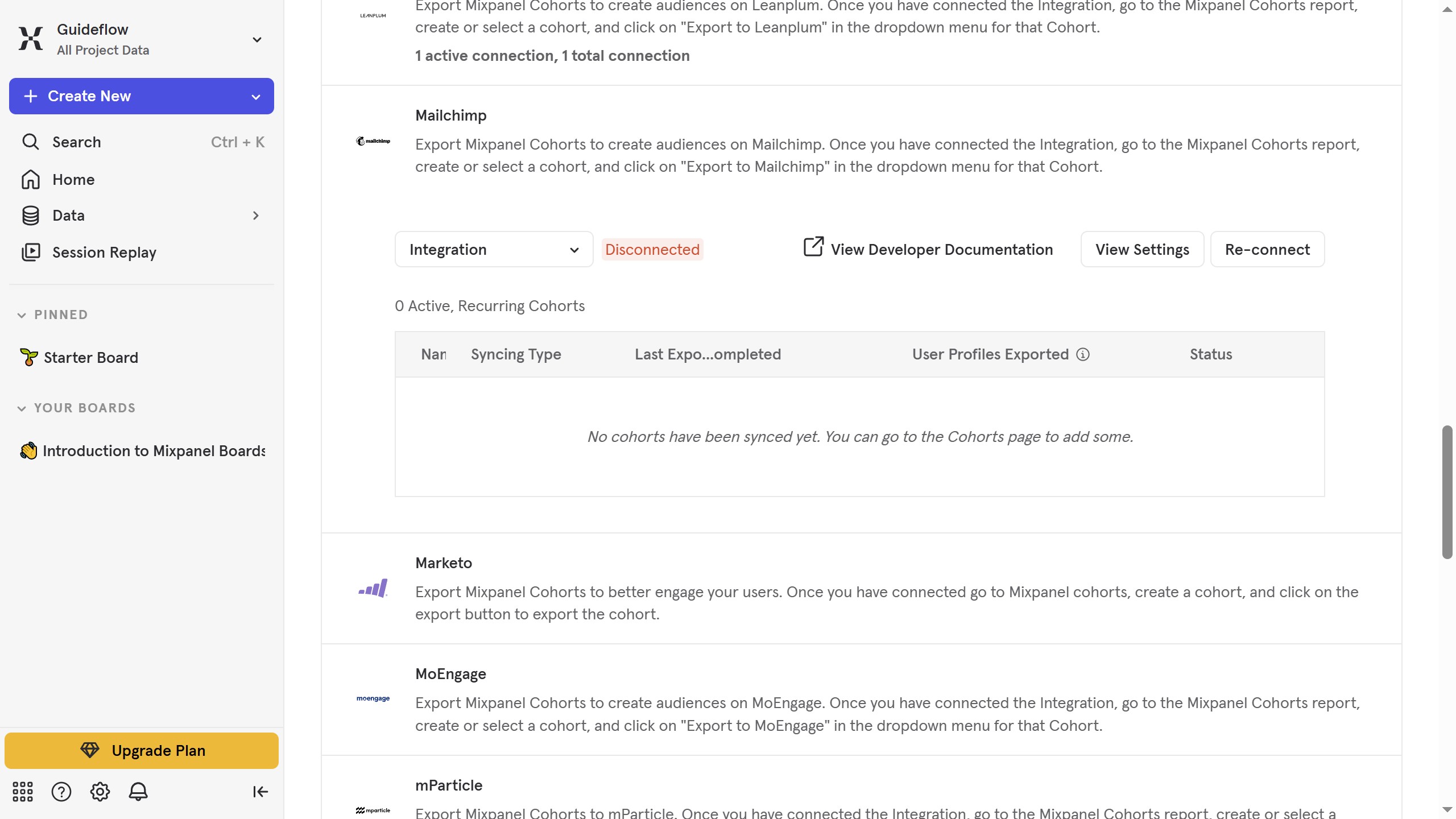 How to reconnect Mailchimp in Mixpanel