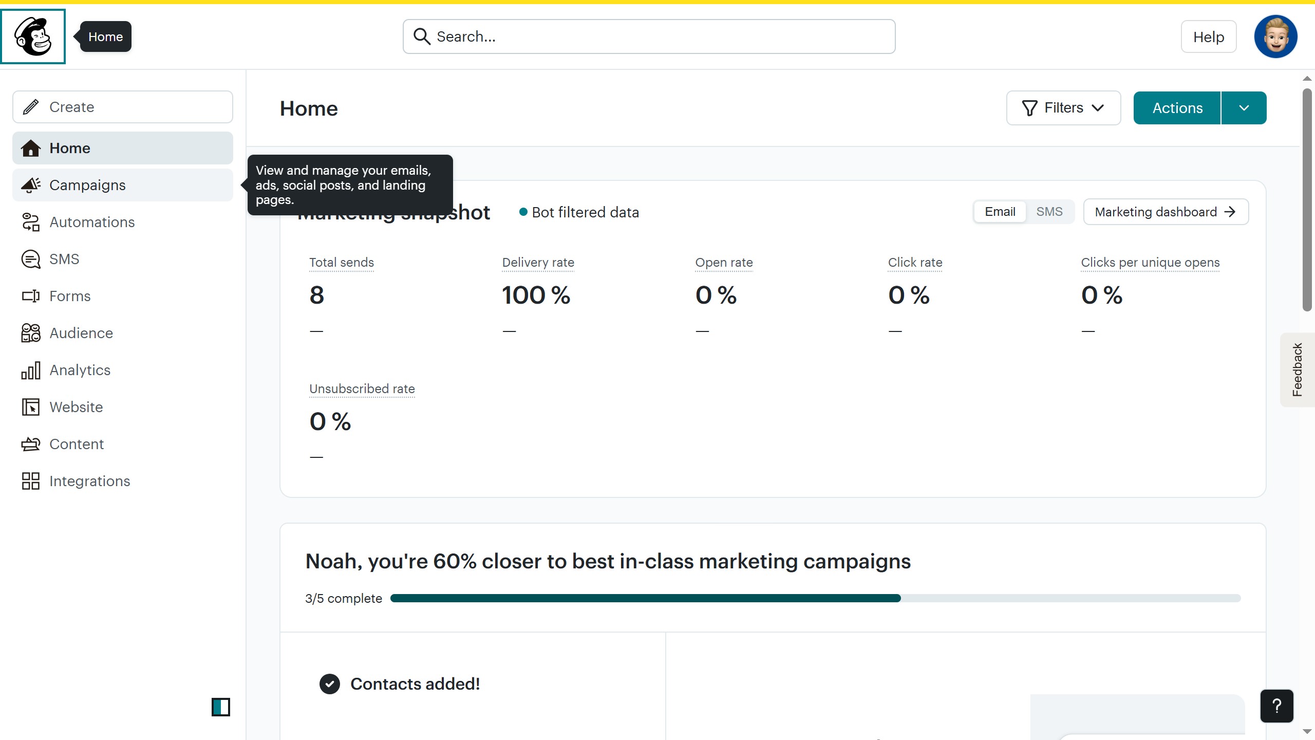 How to adjust line height of a text block in a landing page in Mailchimp