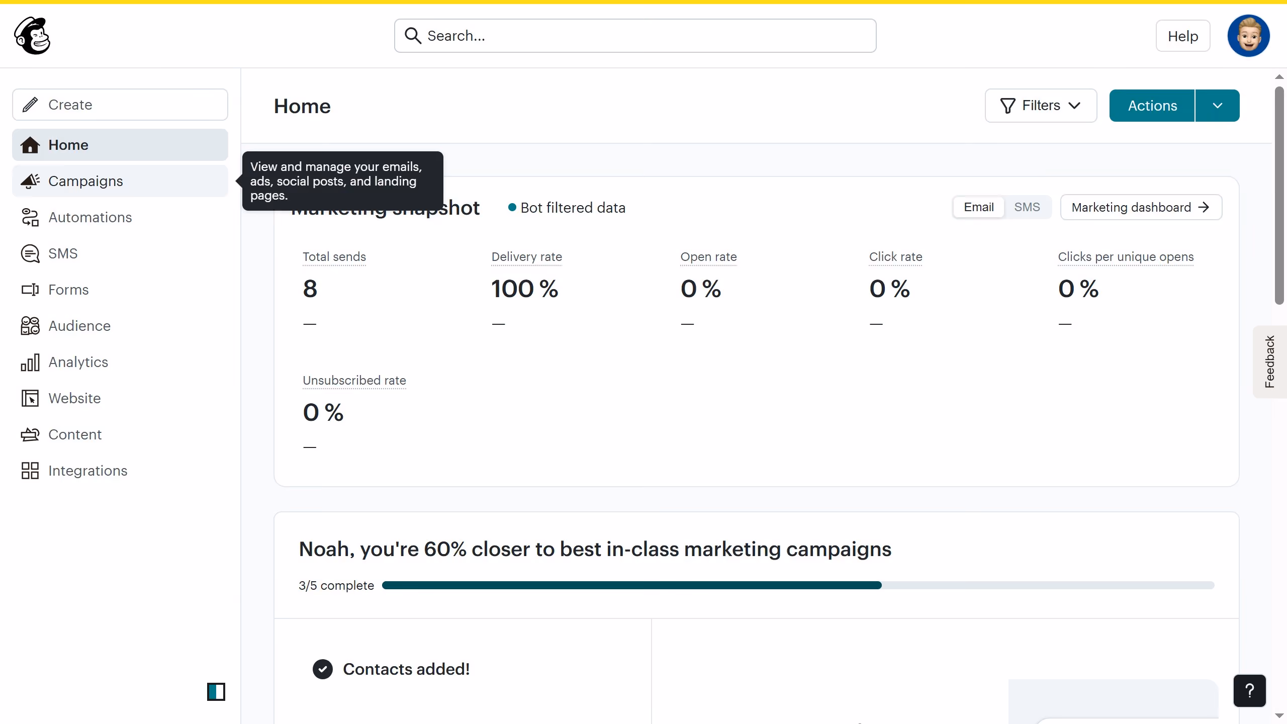 How to manage box shadow blur in a landing page in Mailchimp
