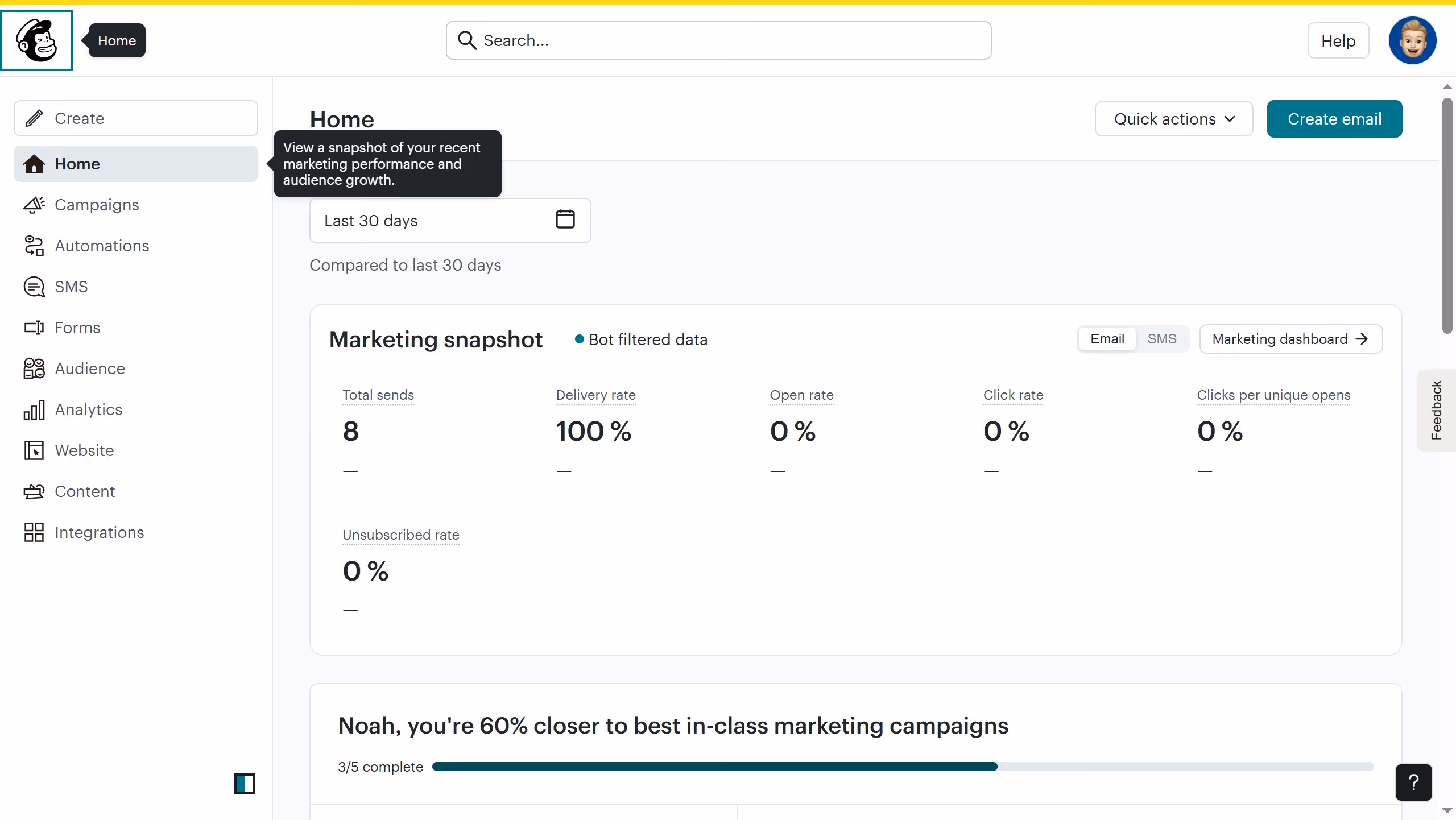 How to add a button in a landing page in Mailchimp