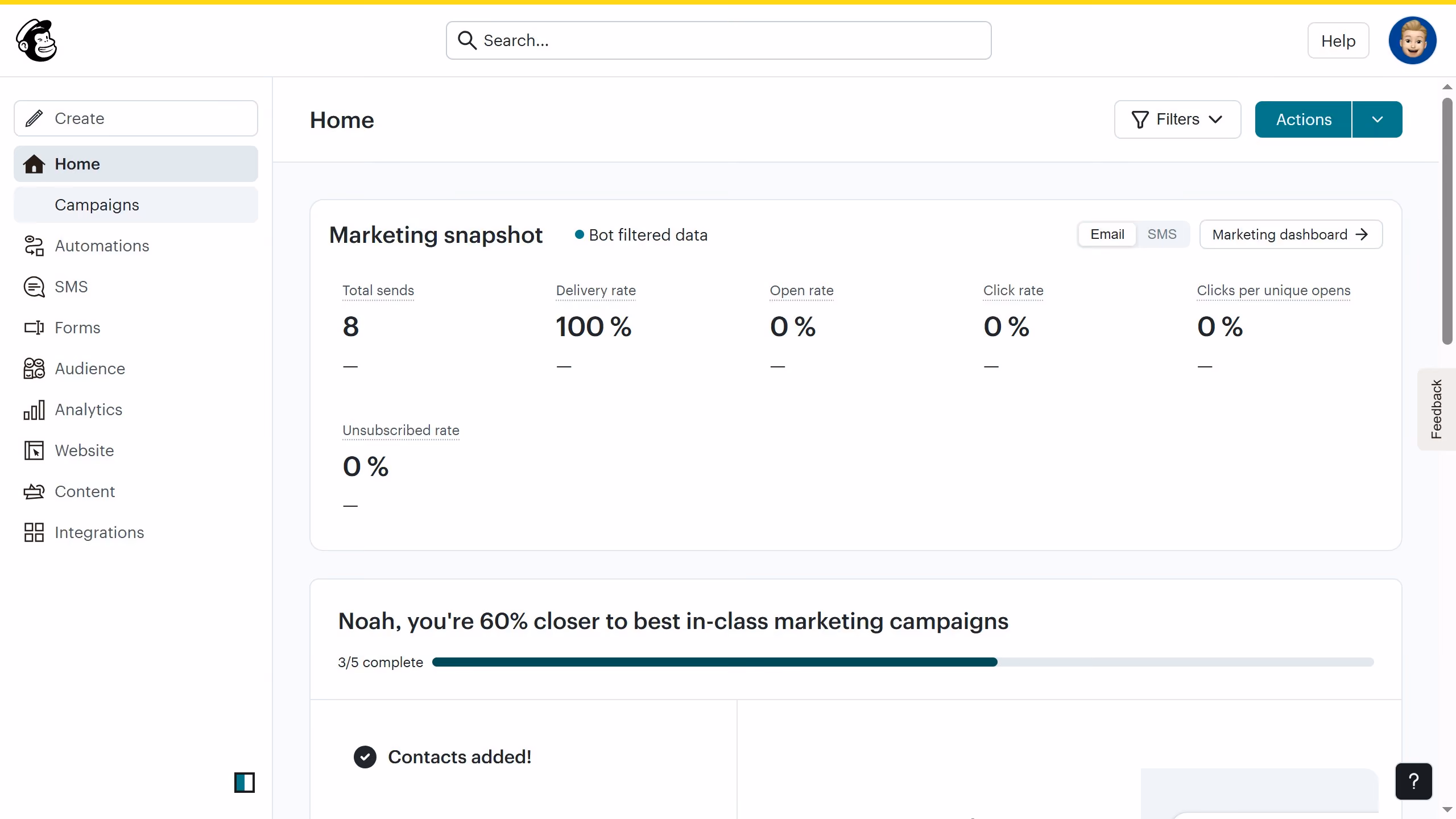How to align text block in a landing page in Mailchimp