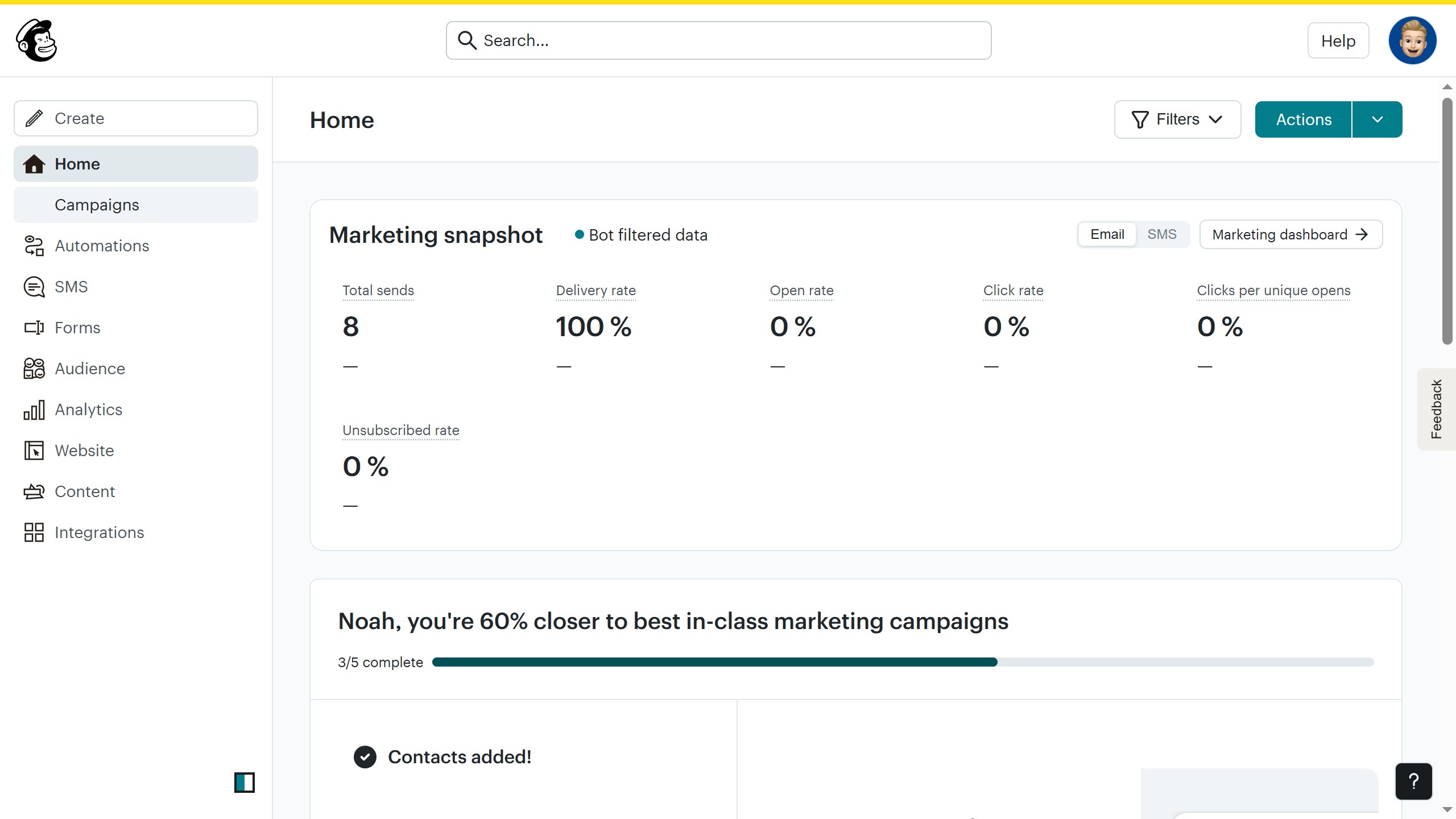 How to align text block in a landing page in Mailchimp