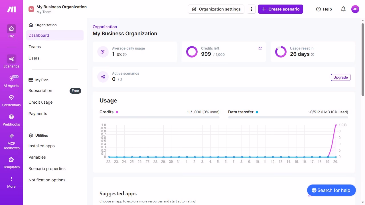 How to run Slack scenario in Make