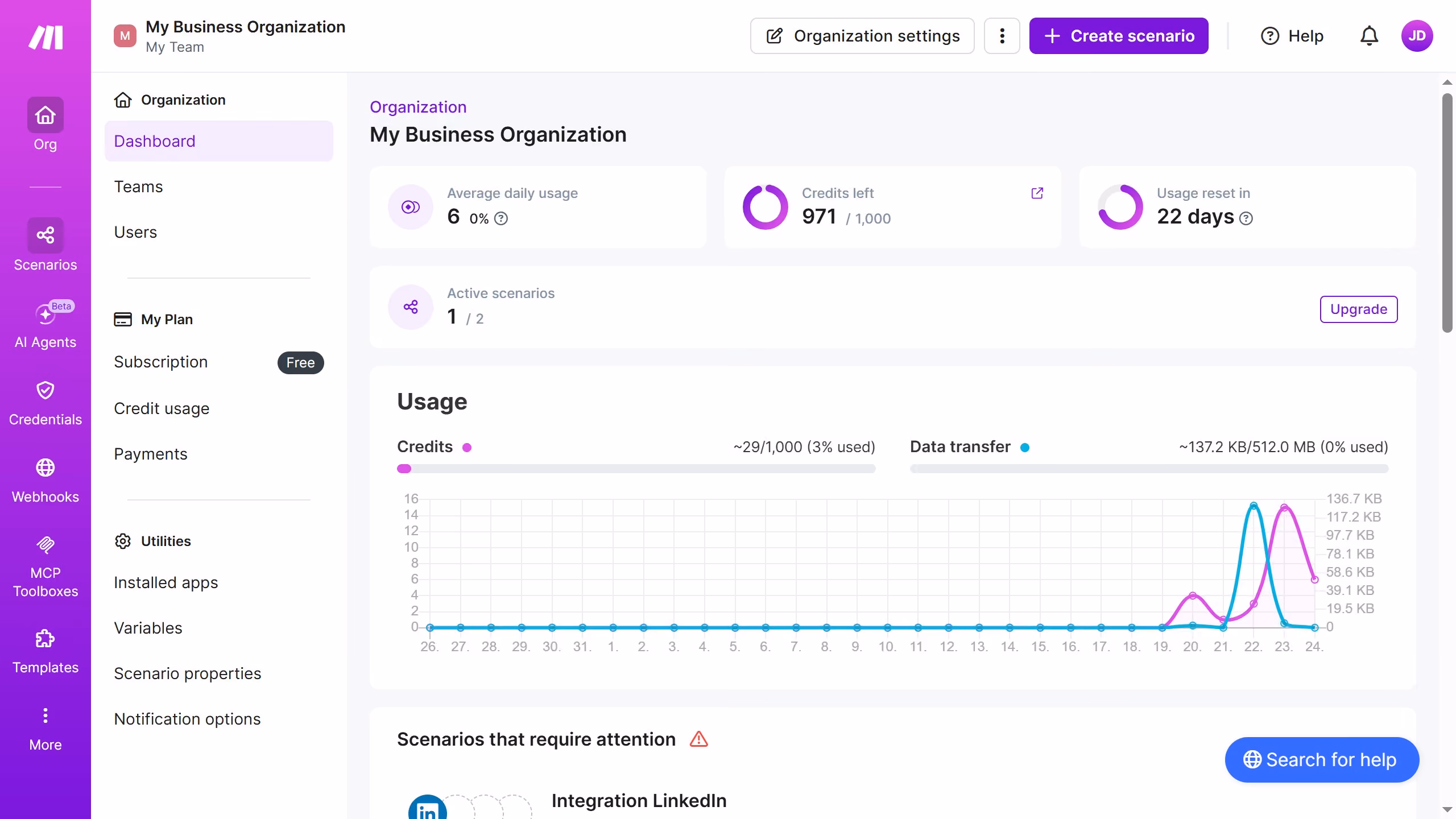 How to manage a one-time running schedule for an OpenAI scenario in Make