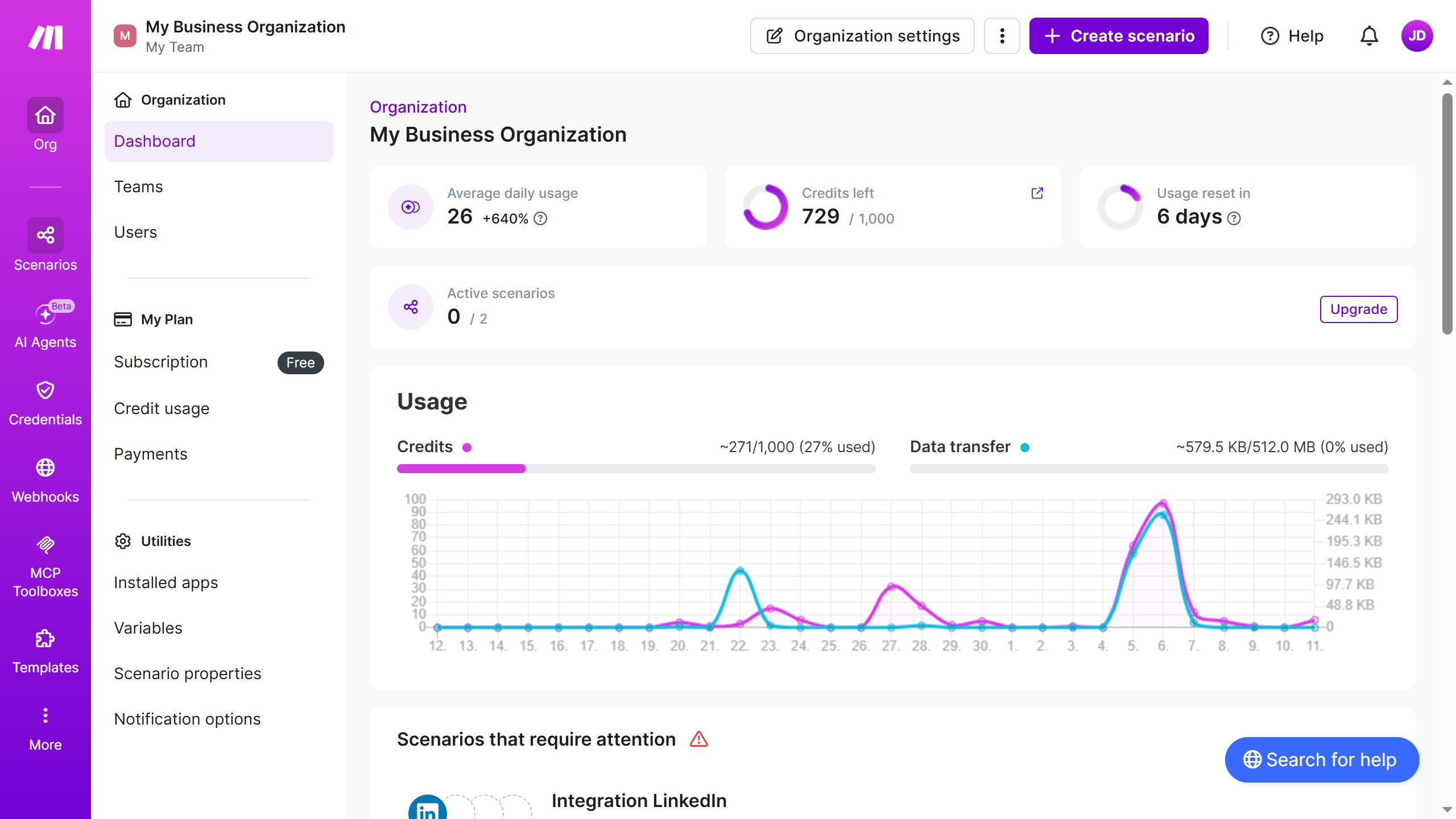 How to set regular interval time of running schedule of a Shopify scenario in Make