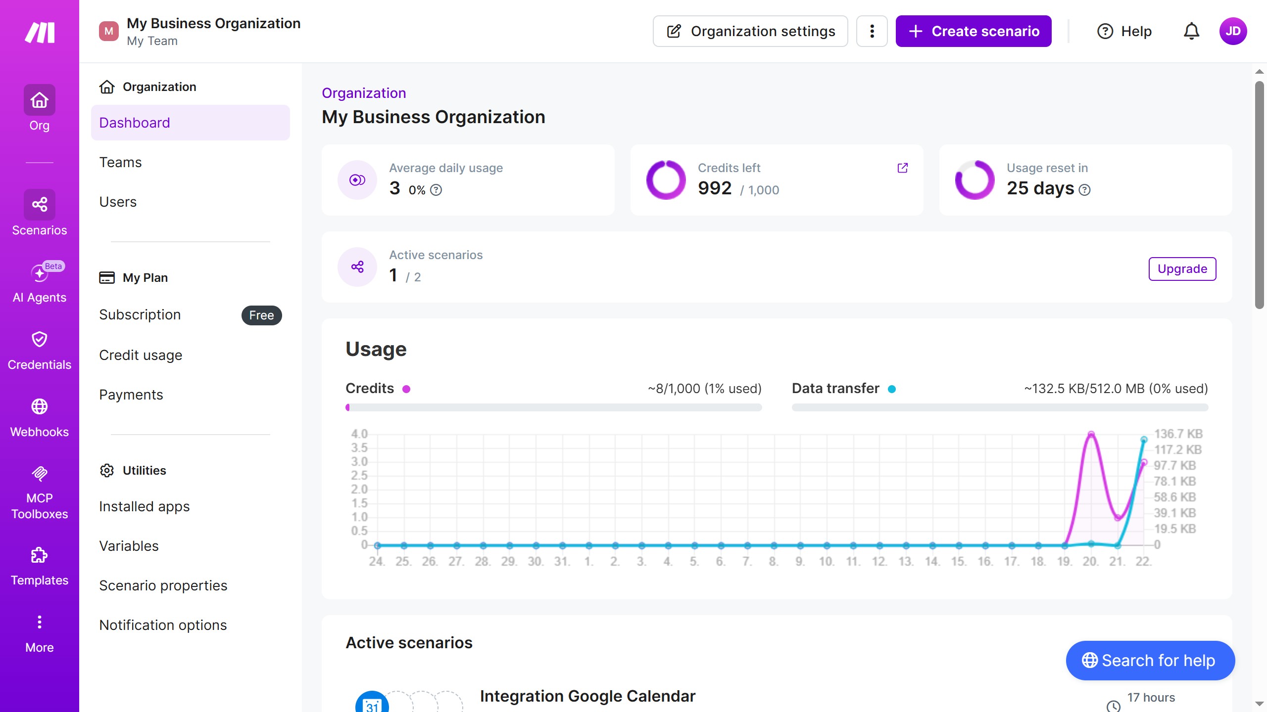 How to manage weekly running schedule for a Google Calendar scenario in Make