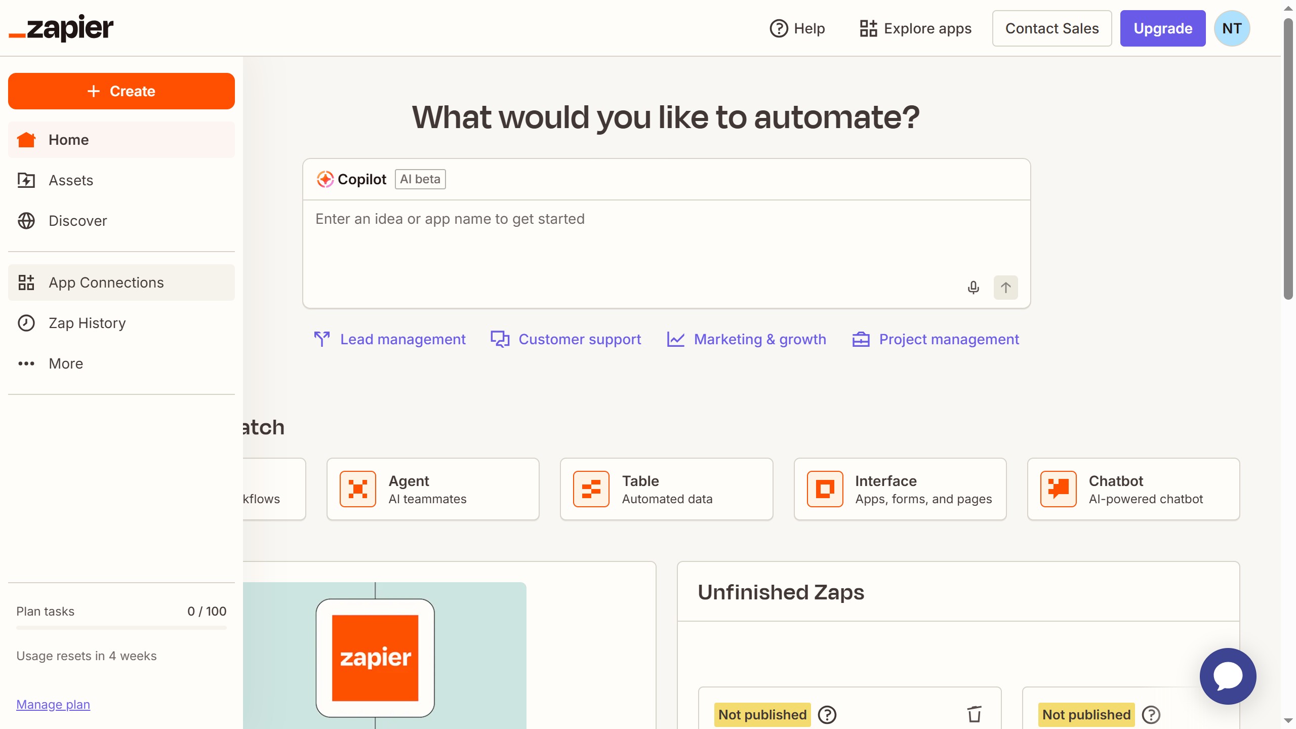 How to disconnect apps in the free plan in Zapier