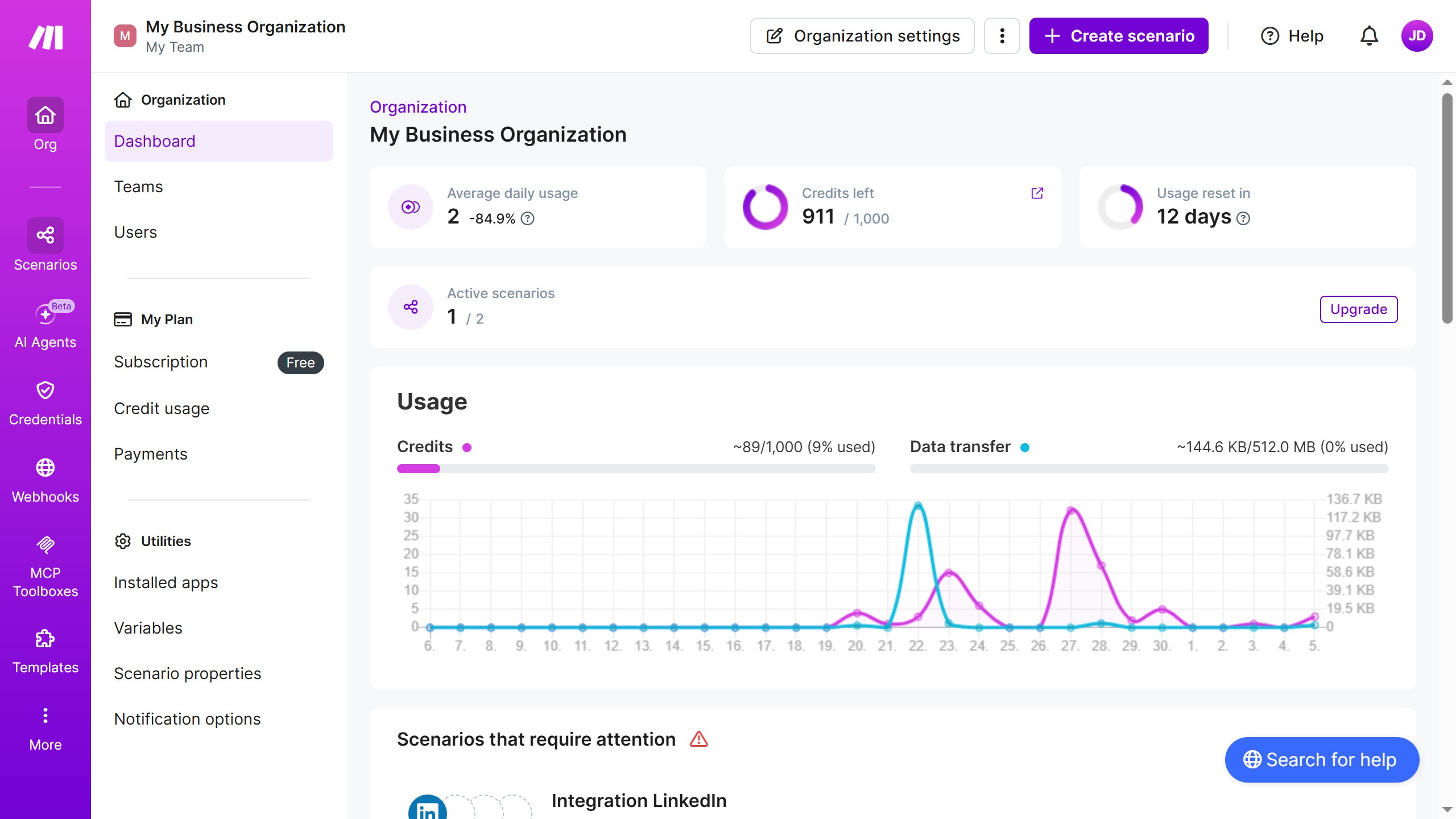 How to manage a one-time running schedule for a Mailchimp scenario in Make