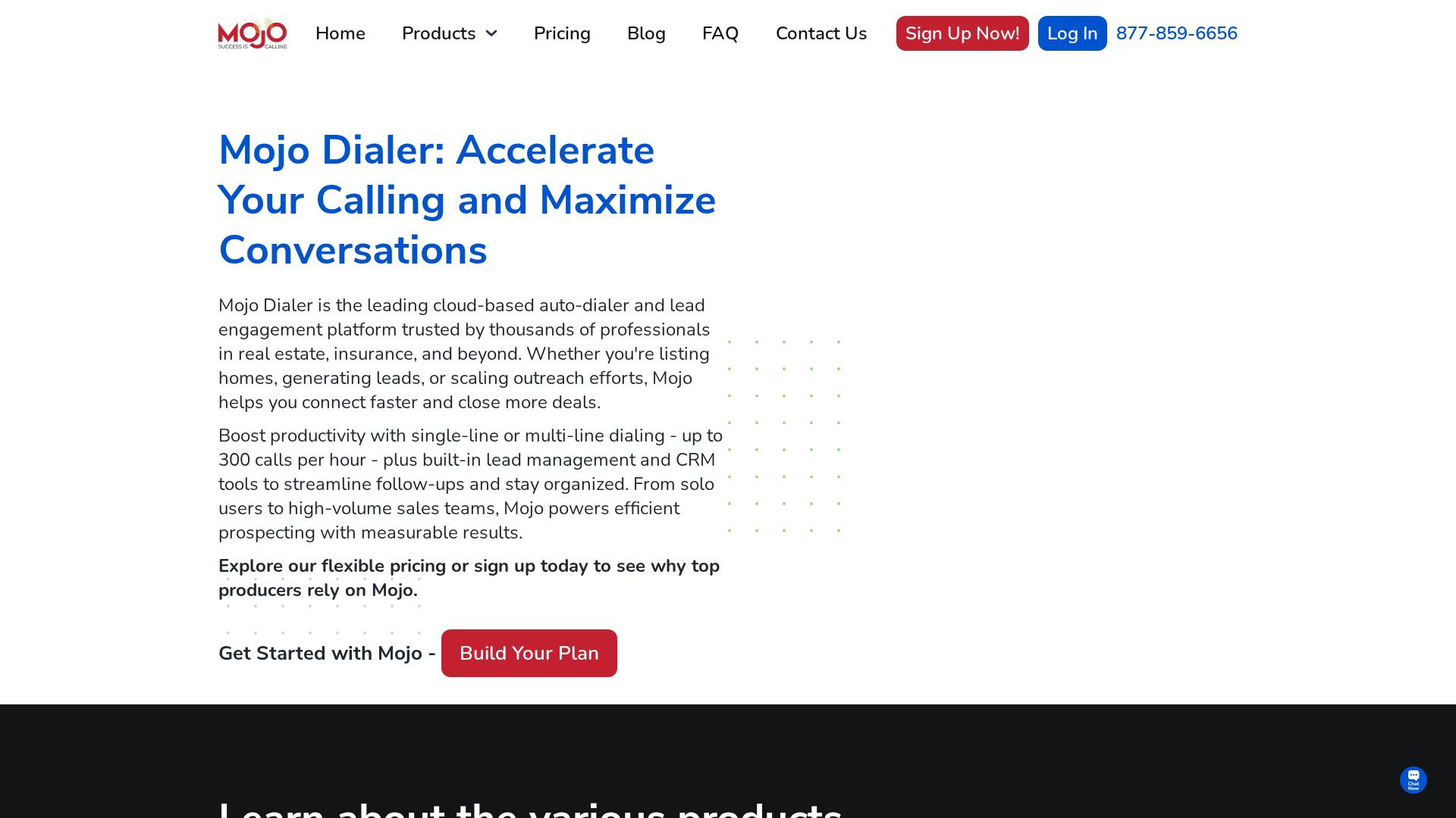 Mojo Dialer homepage screenshot