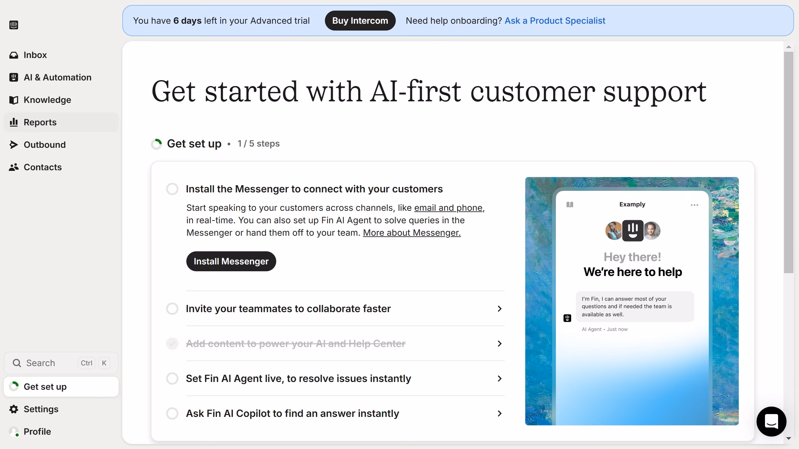 How to start a conversation on Intercom
