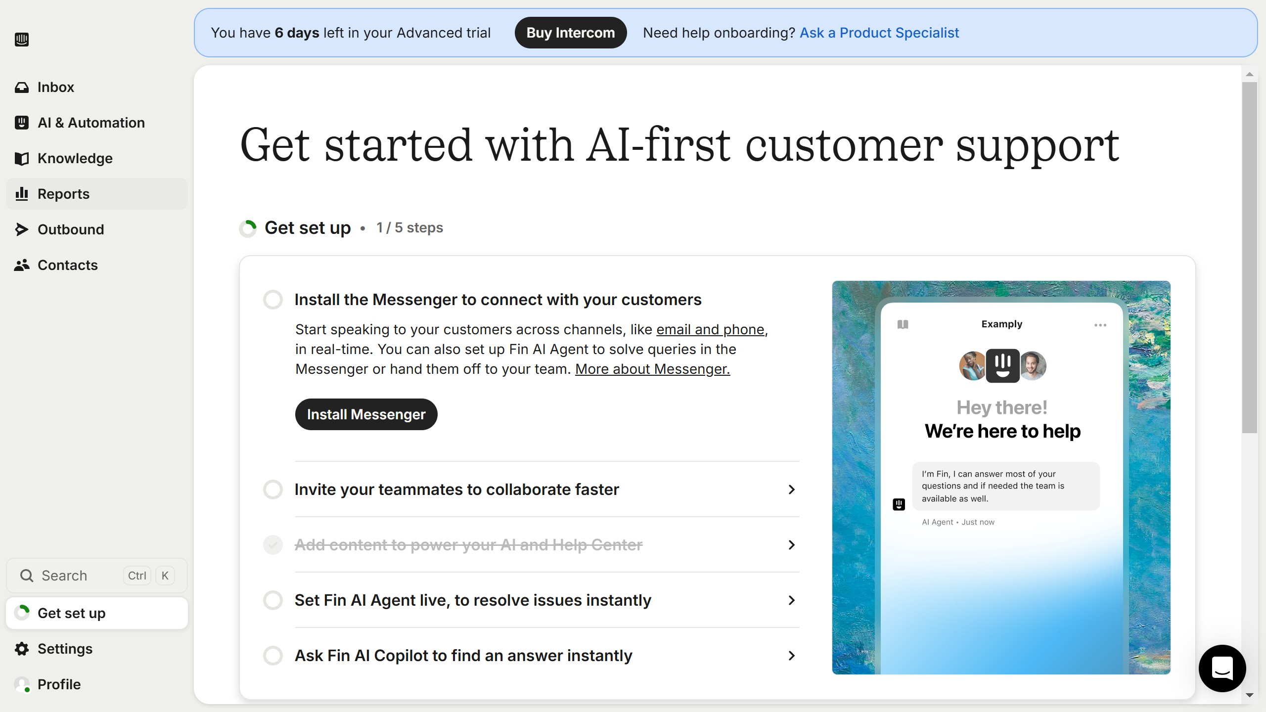 How to start a conversation on Intercom