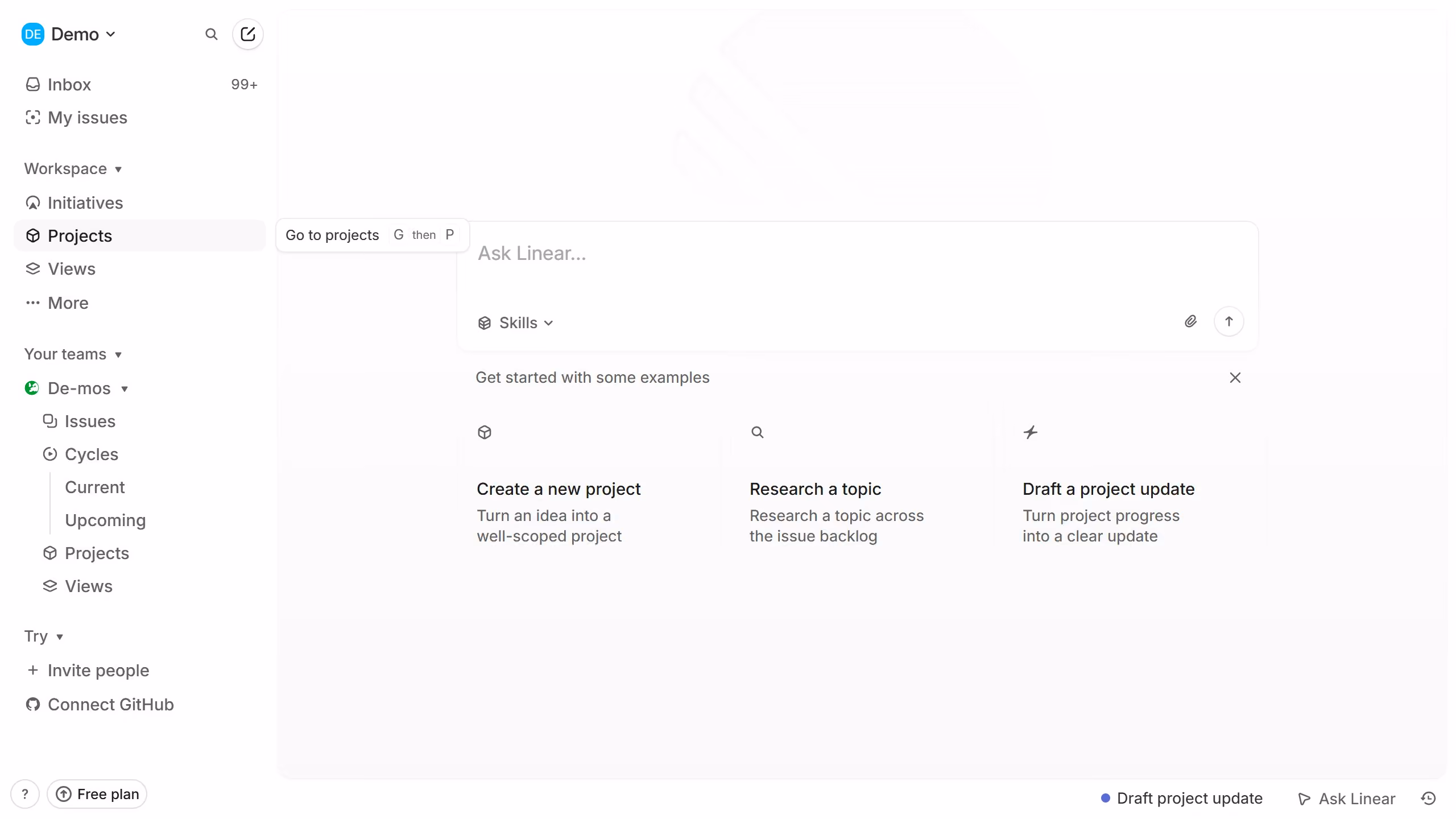 How to add checklist in tables within project documents in Linear