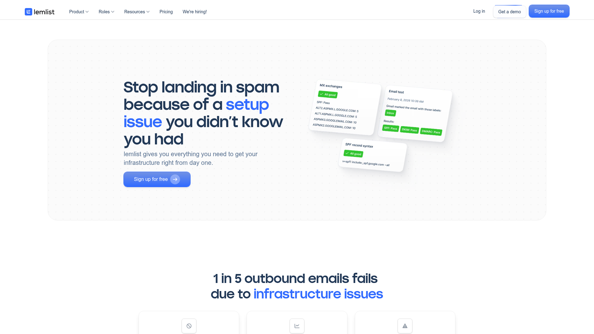 Lemwarm homepage from lemlist showing email deliverability setup