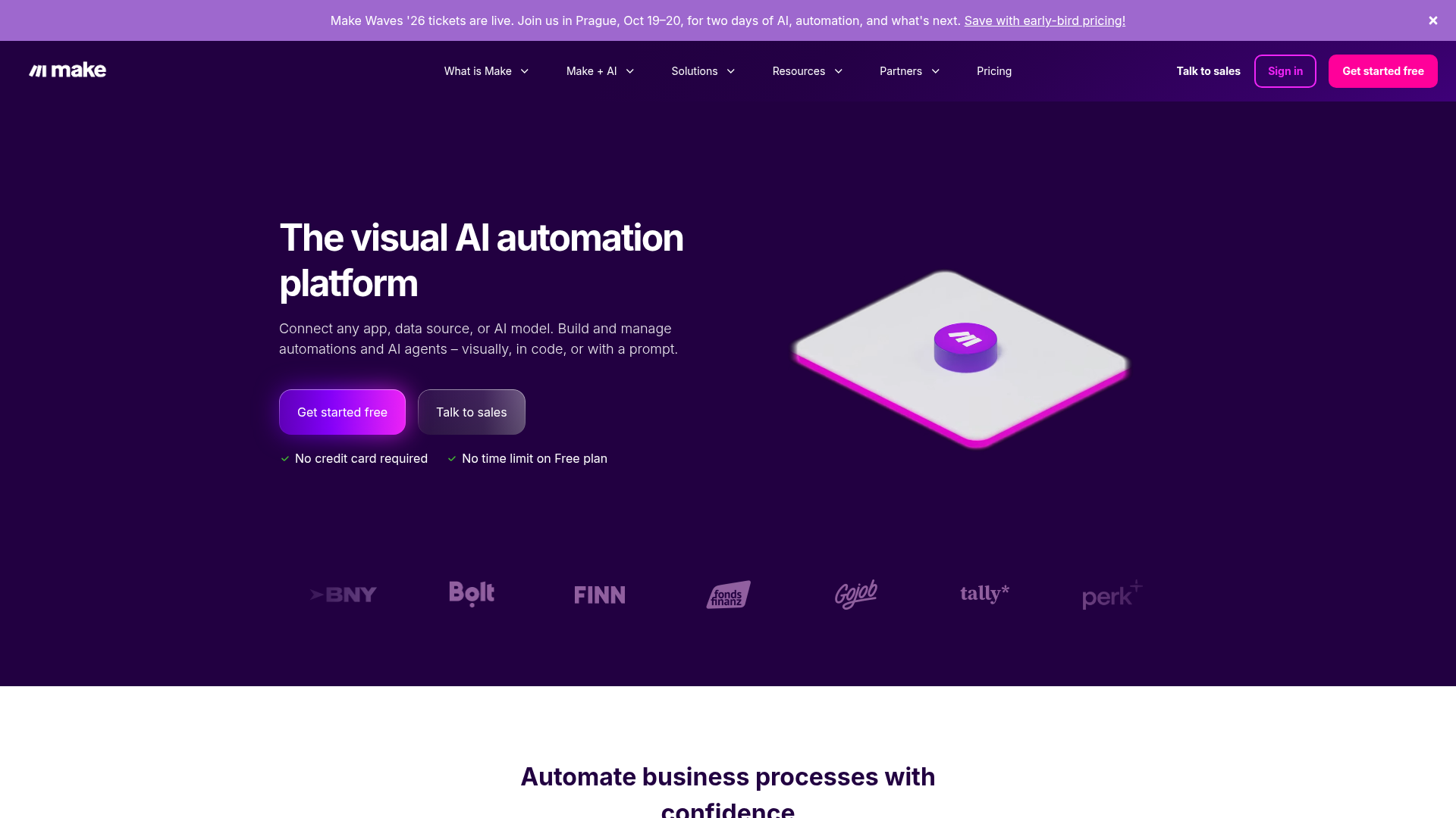 Make visual automation platform with AI agents