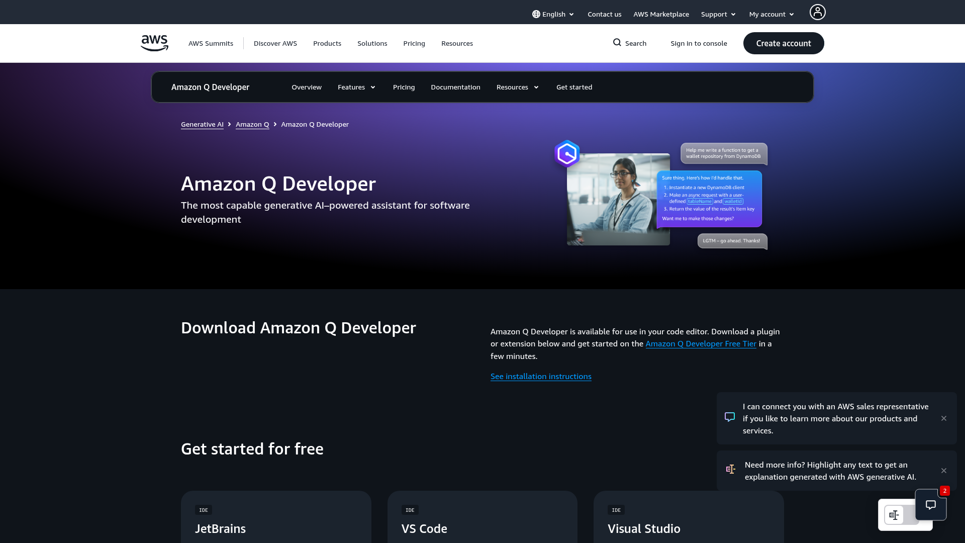 Amazon Q Developer AI coding assistant