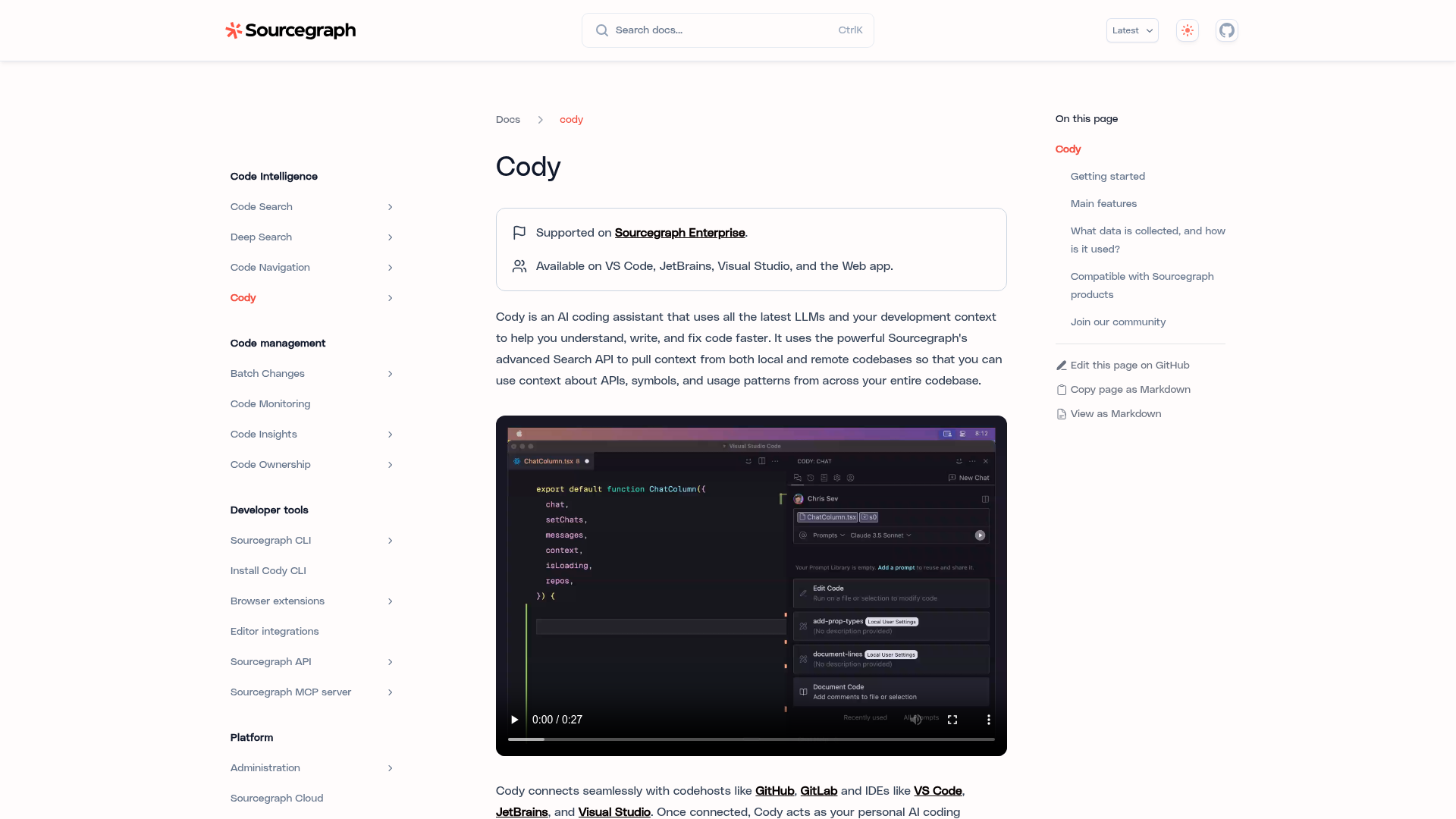 Sourcegraph Cody AI coding assistant