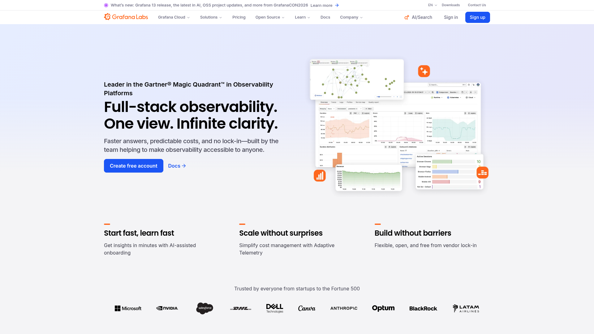 Grafana Cloud homepage