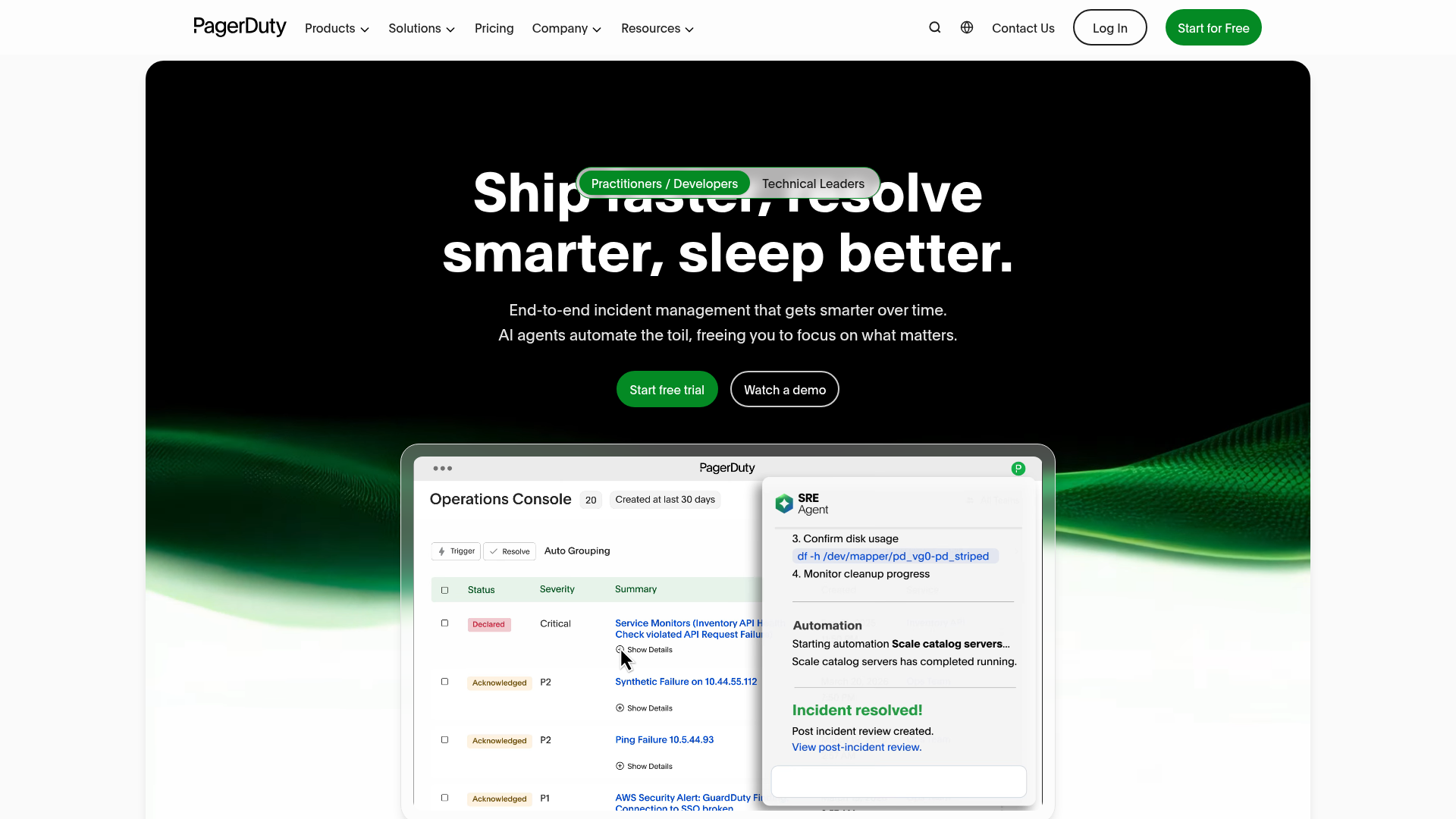 PagerDuty homepage