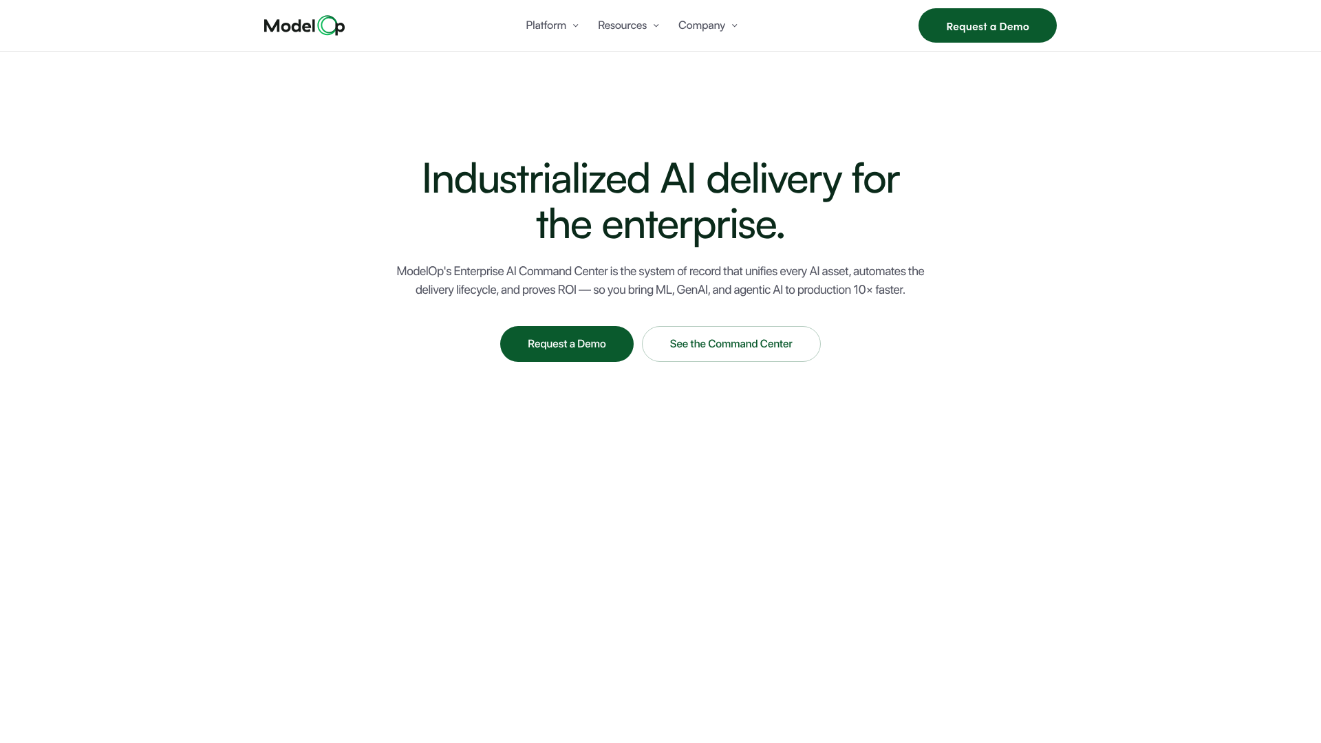 ModelOp Center homepage