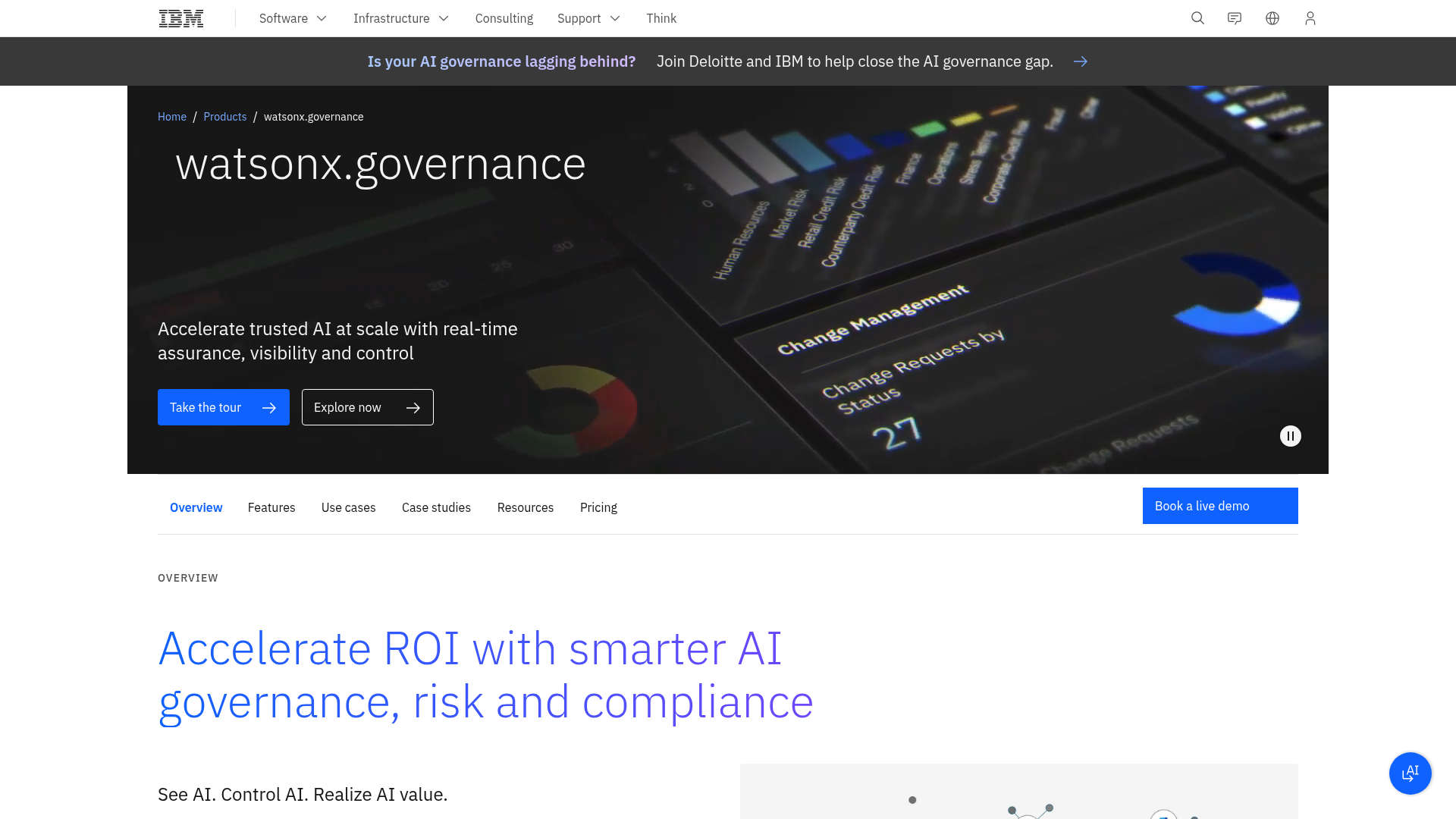 IBM watsonx.governance homepage