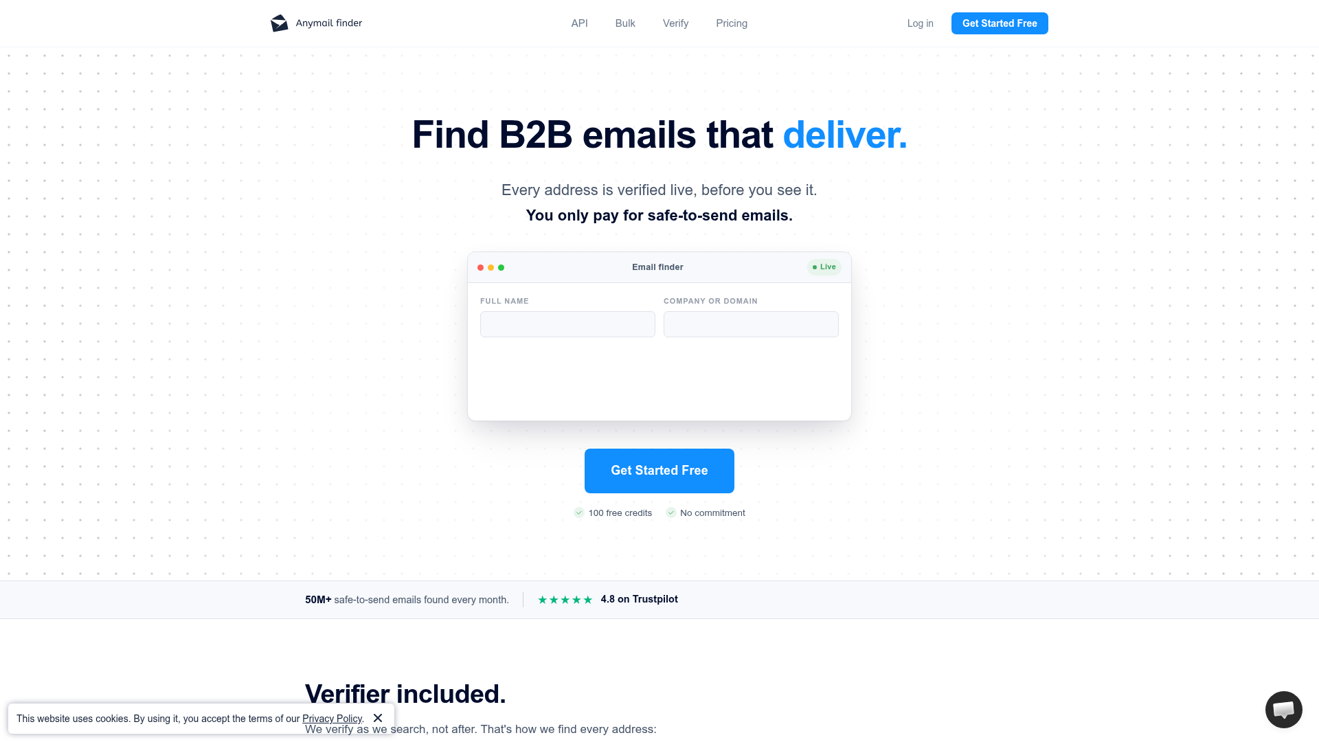 Anymail Finder verified email tool