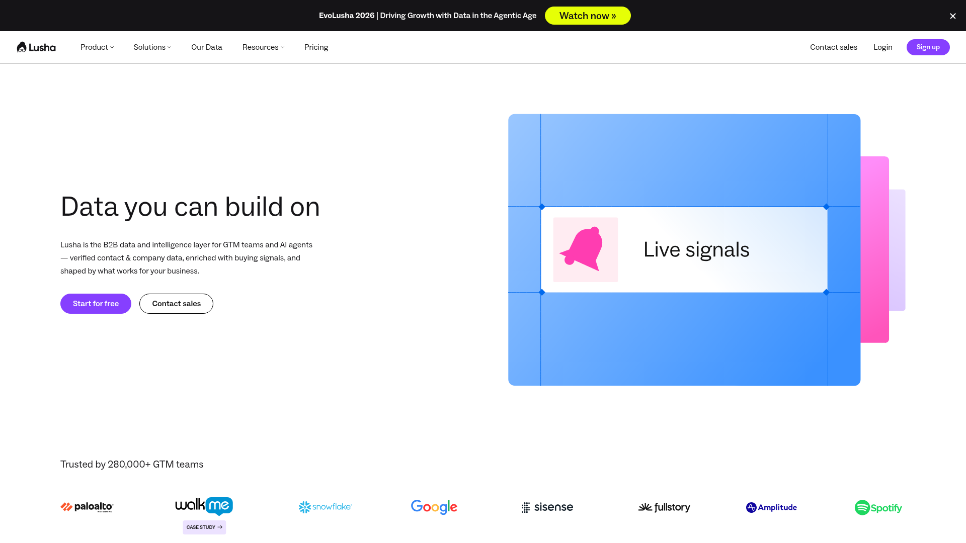 Lusha homepage