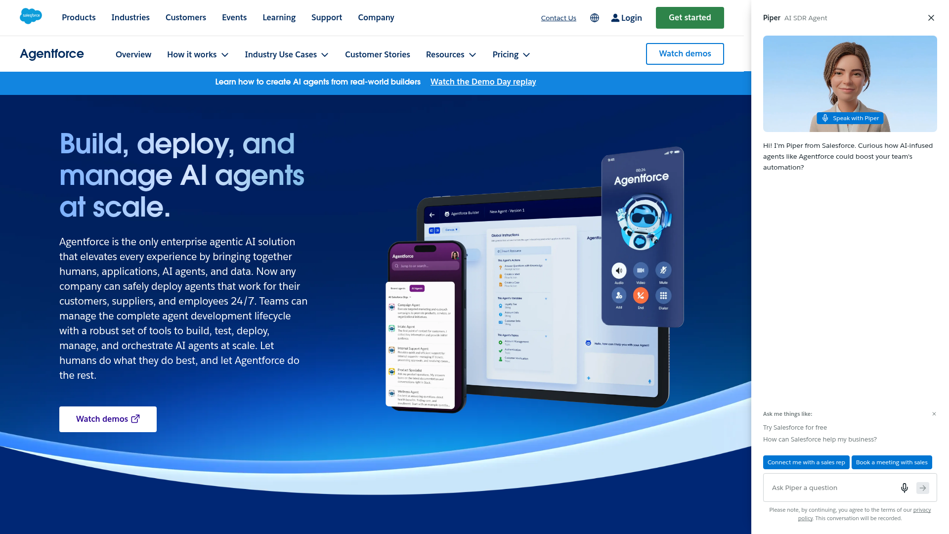 Salesforce Agentforce homepage