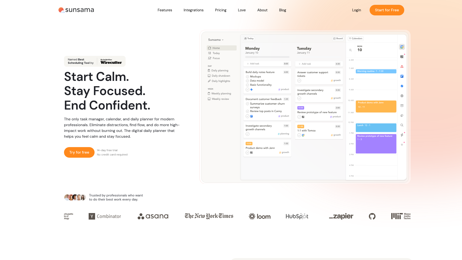 Sunsama website.