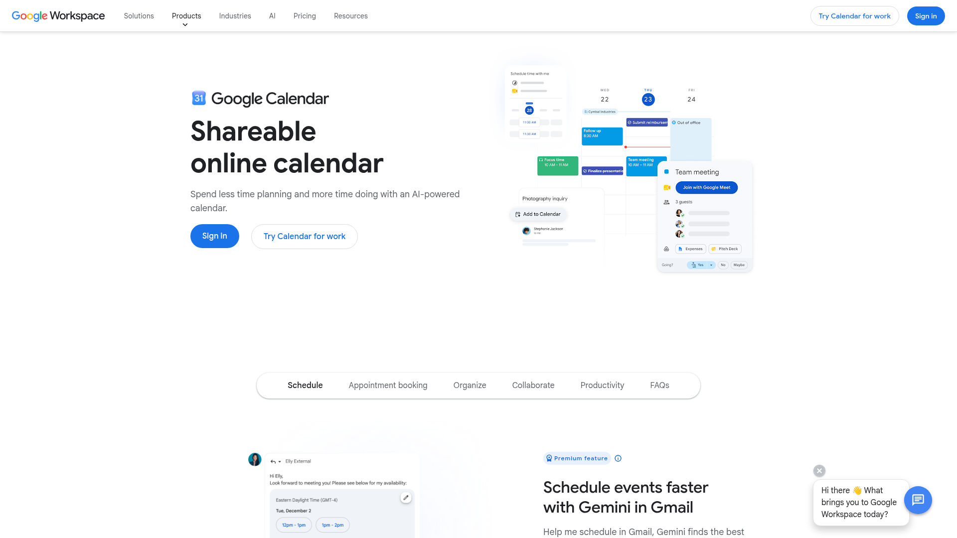 Google Calendar website.