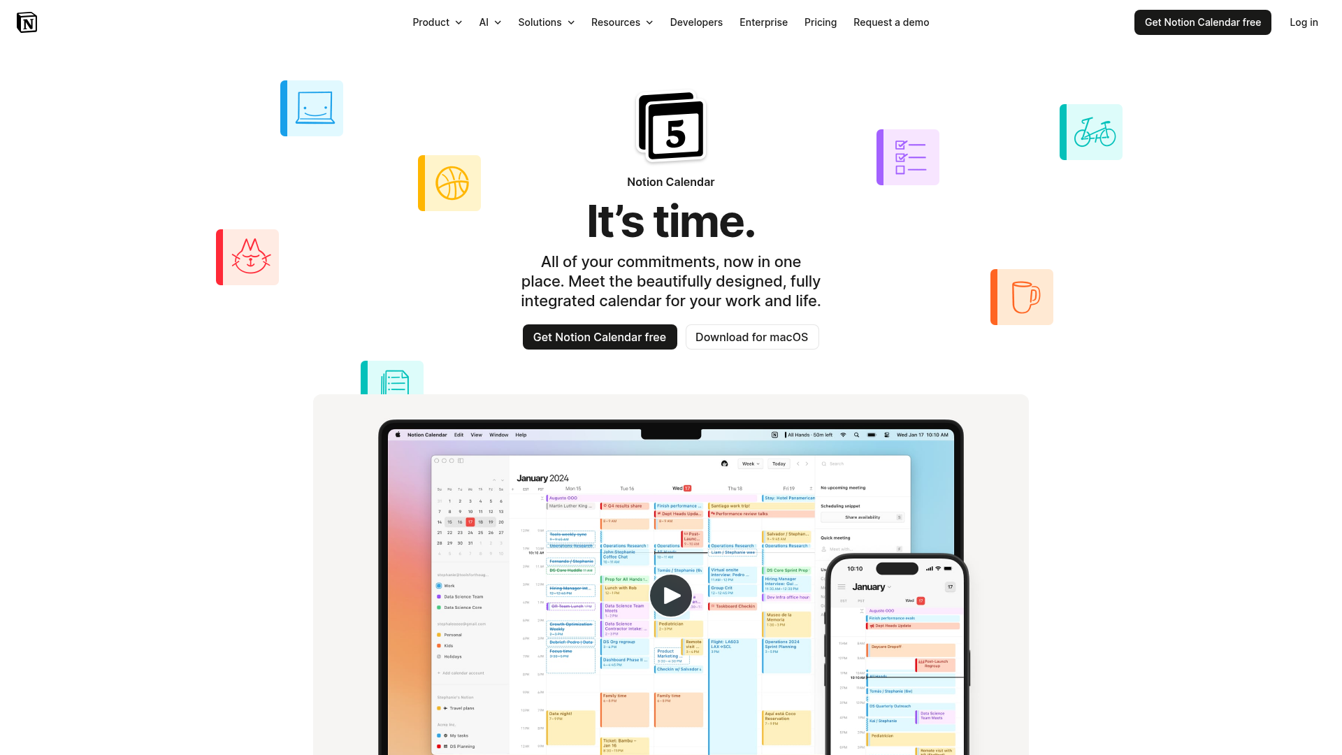 Notion Calendar website.