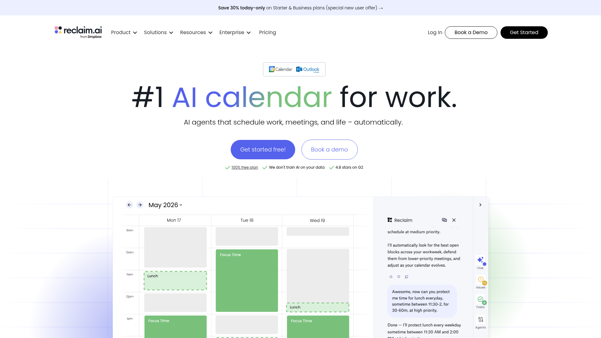 Reclaim AI website.