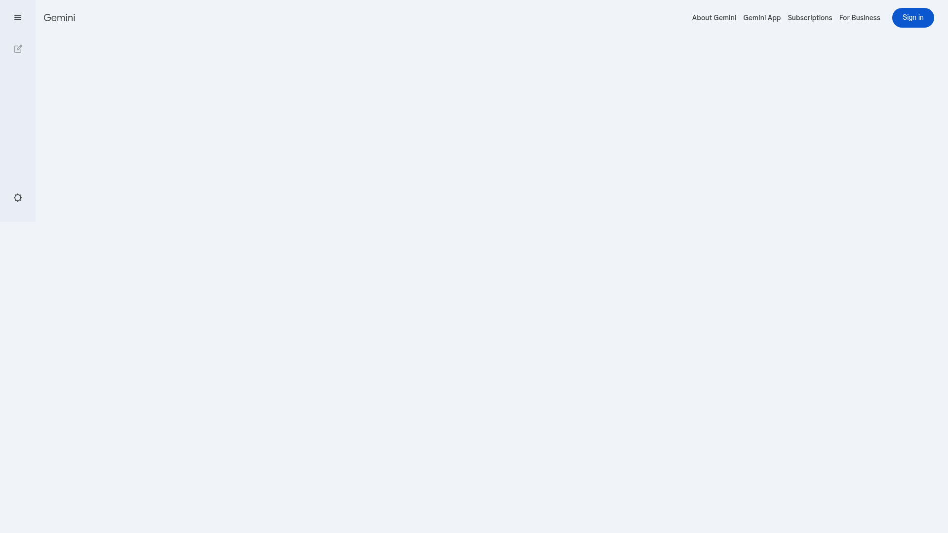 Google Gemini homepage