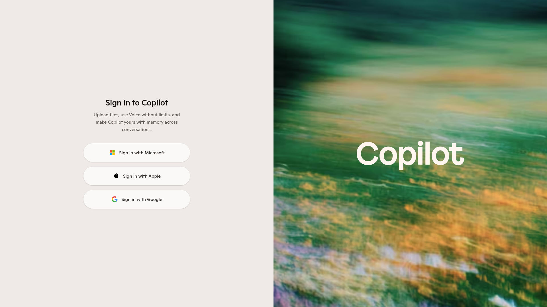 Microsoft Copilot homepage
